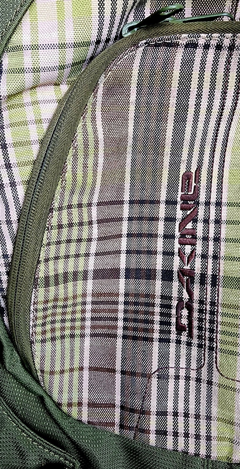 Dakine Olive Green & Tan Plaid Explorer Pack Laptop Backpack. #8130-050-27
