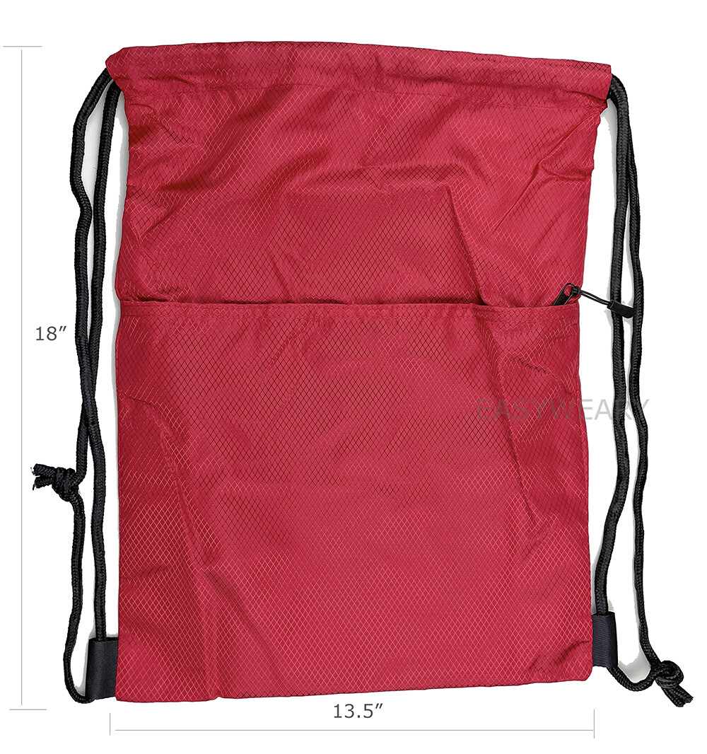 Drawstring Backpack Zippered Pocket Sport Gym Waterproof Cinch Sack Pack Bag