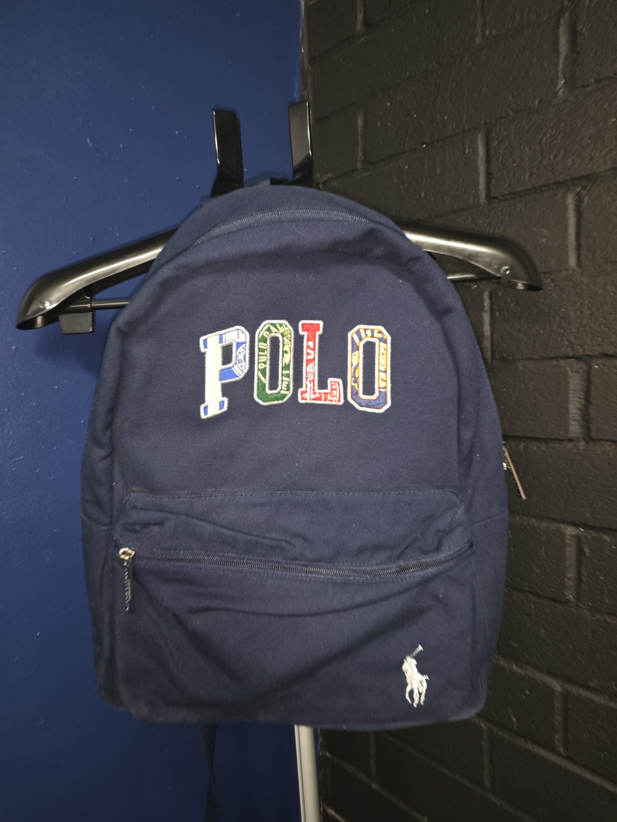 Polo Ralph Lauren Unisex Multicolor Colorful Patch Letter Logo Navy Backpack