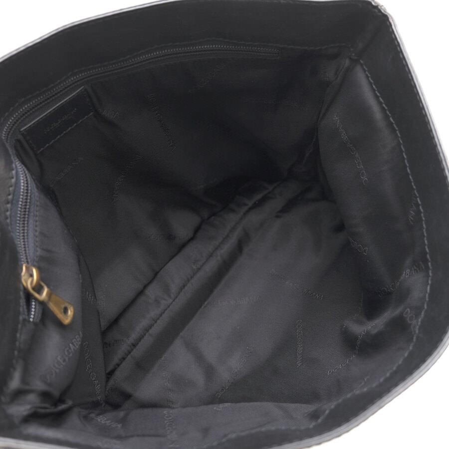DOLCE GABBANA Black Leather Messenger Bag Mens Italy Magnetic Closure 37cm