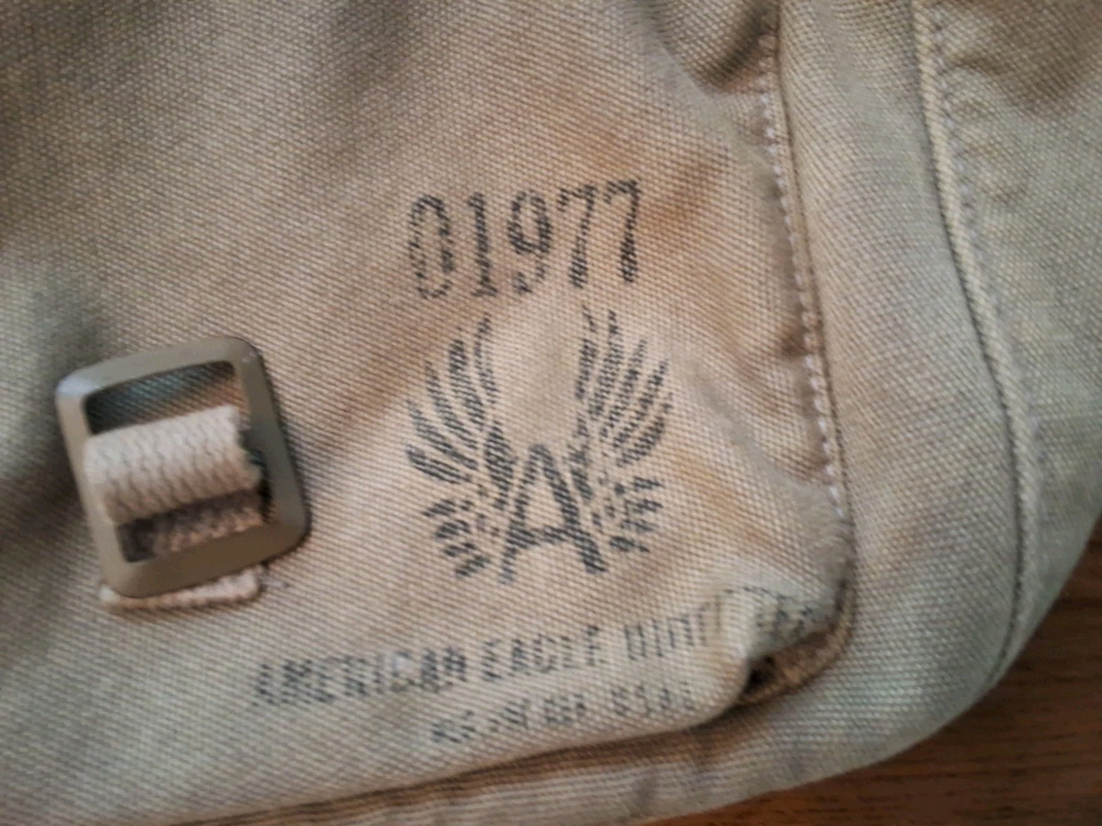 American Eagle Outfitters Canvas Messenger Bag Army Green Vintage Utility