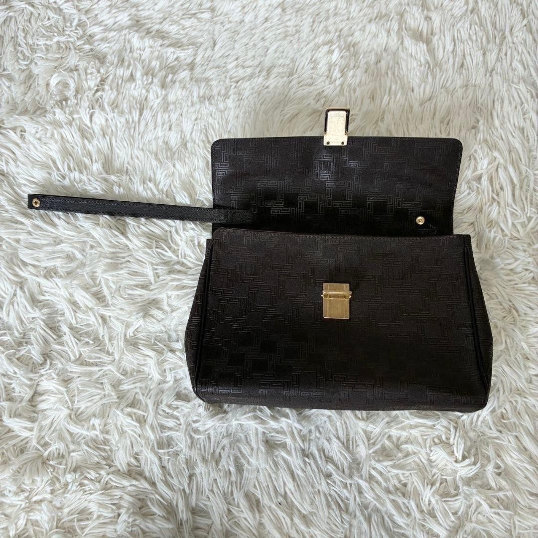 Dunhill Brown Leather Clutch Bag Men’s Vintage Formal Business Accessories