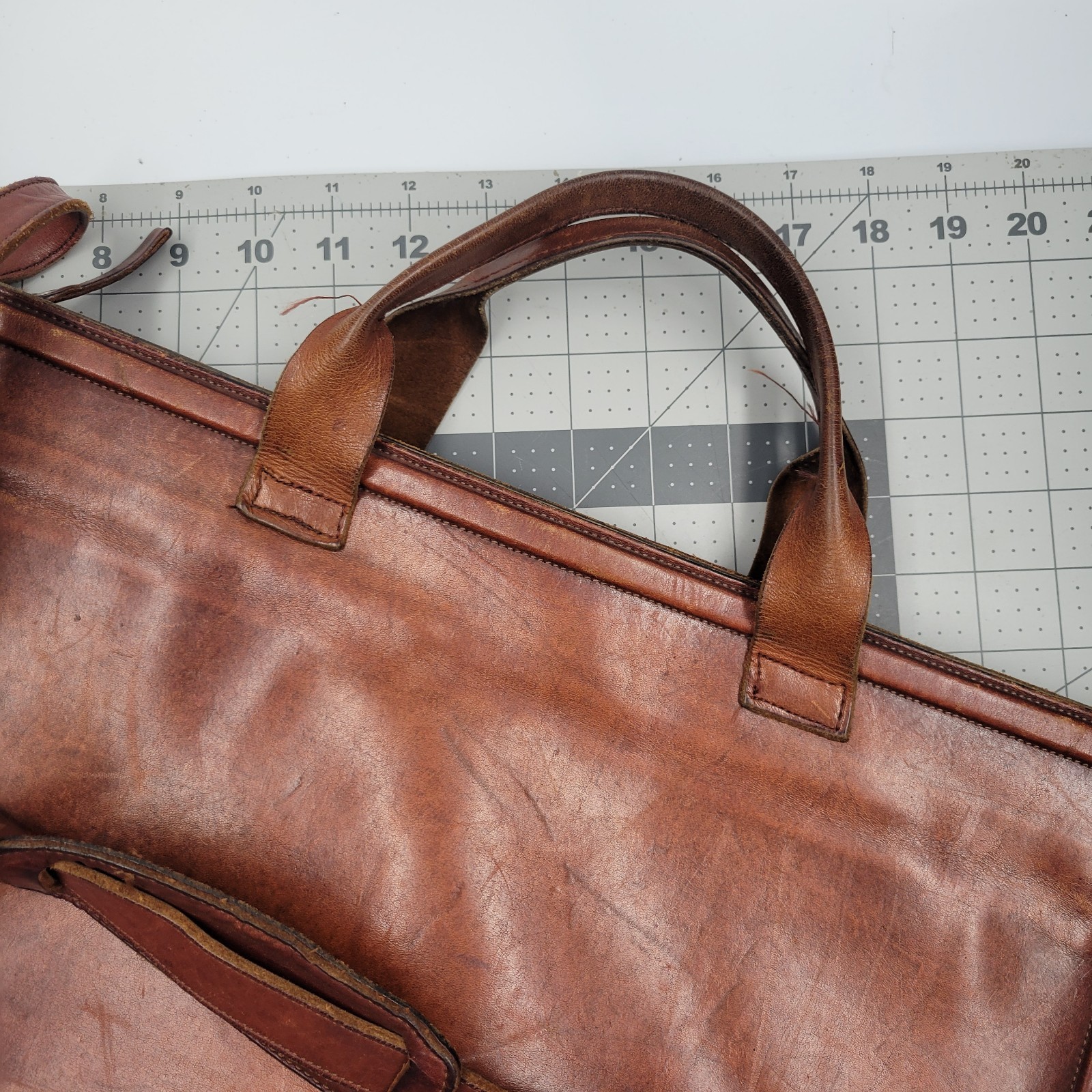 Michael Scott English Bridle Leather Briefcase Black Cherry Brown
