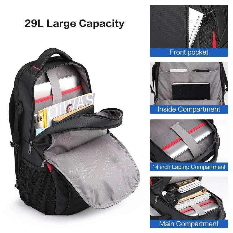 OIWAS 15.6″ Laptop Backpack 29L Waterproof Nylon School Travel Bag Mochila New