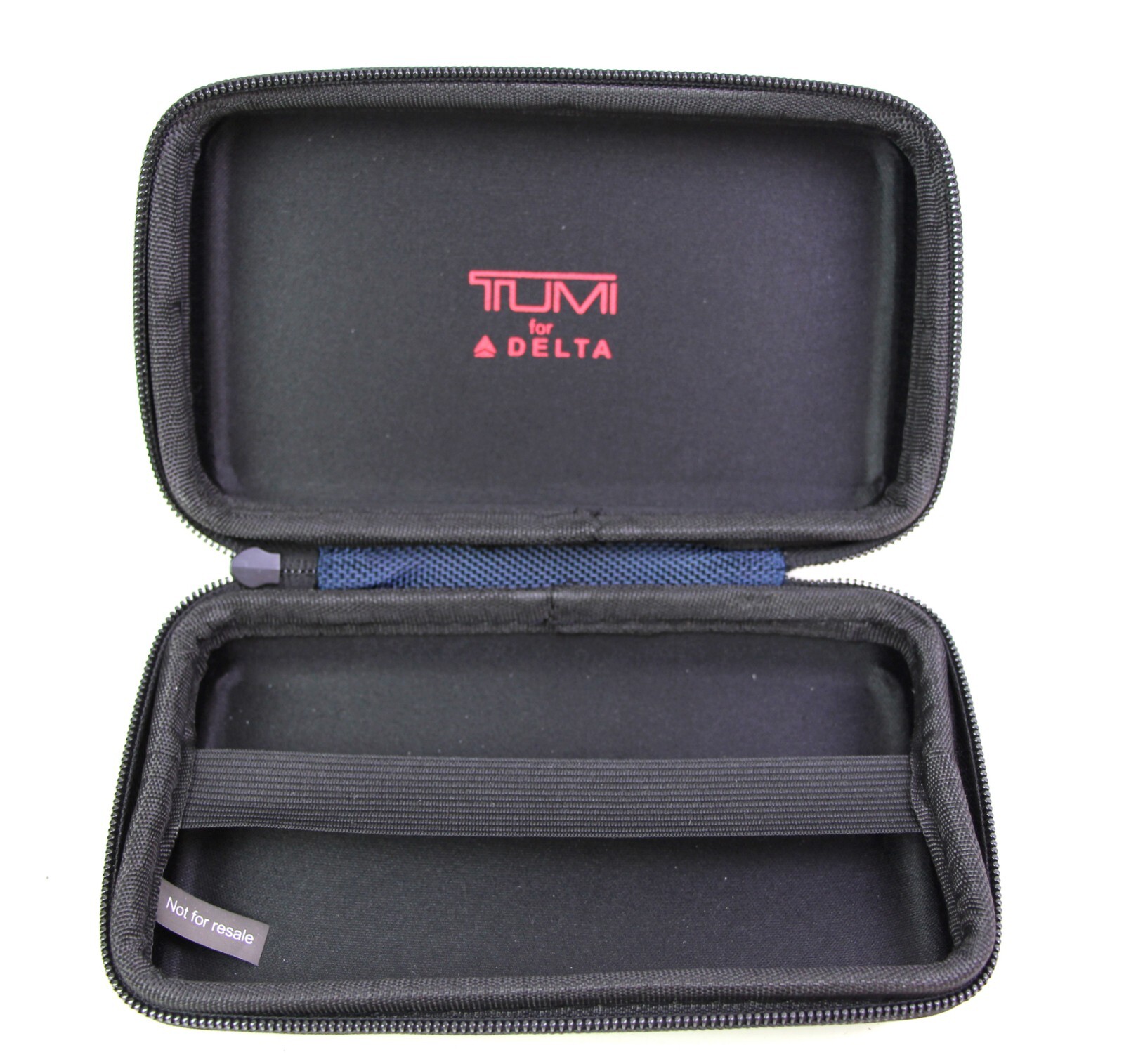 Tumi For Delta BLUE HARD SHELL ZIP AROUND CASE TOILETRY TRAVEL BAG EMPTY