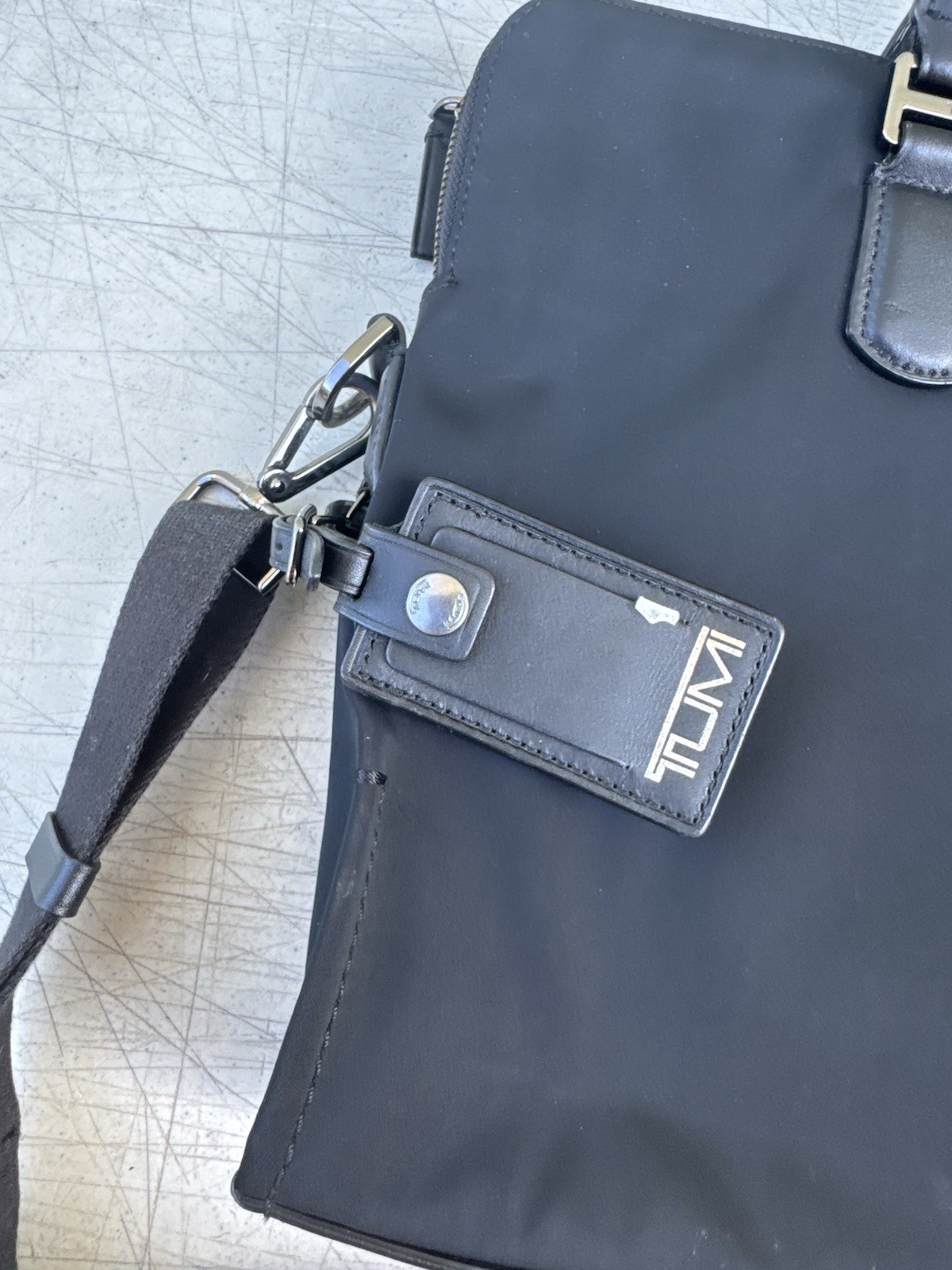 TUMI Harrison Seneca Slim Briefcase Black Nylon Leather Laptop Bag 66000D