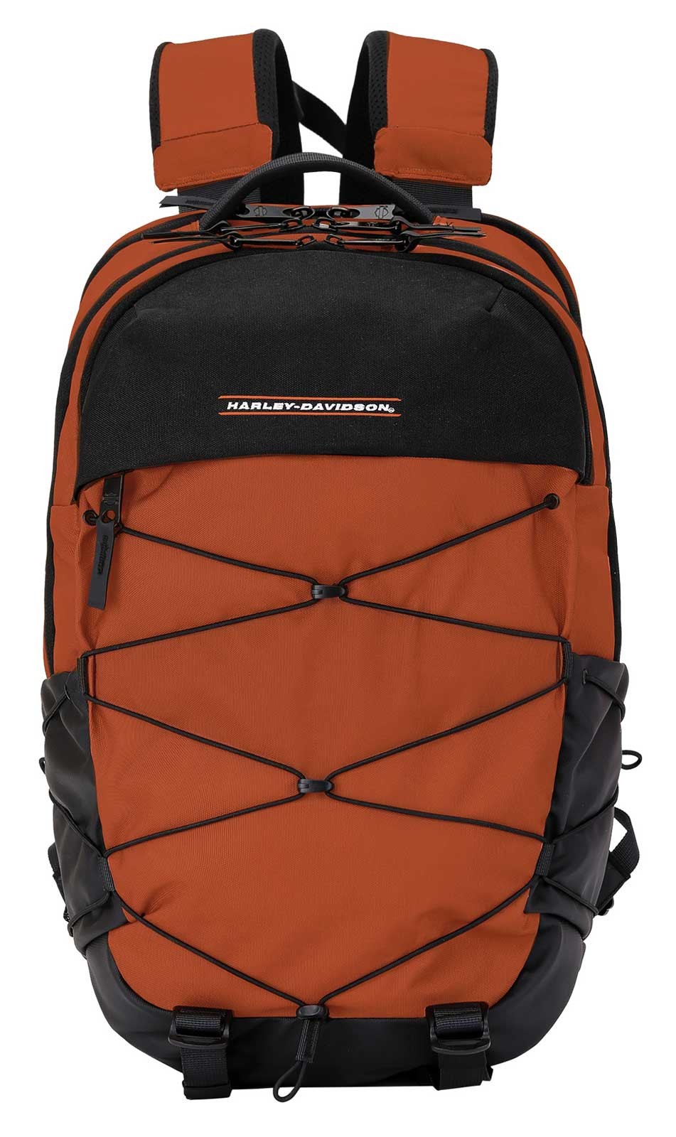 Harley-Davidson Lightweight Water-Resistant Racing Bungee Backpack – Rust Orange