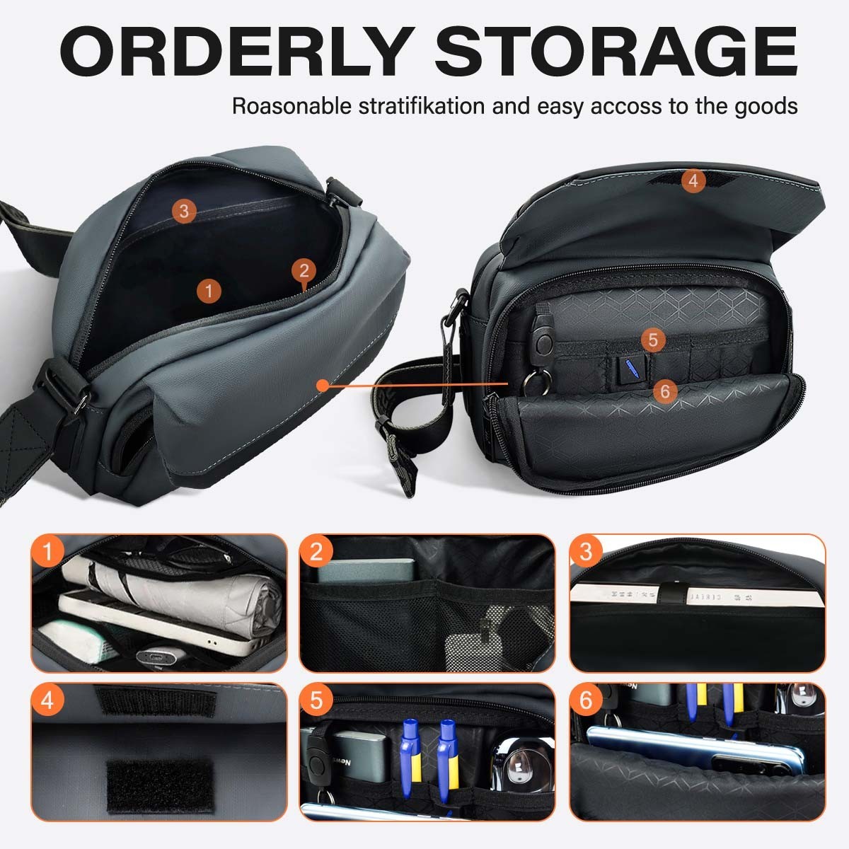 Shoulder Bag Men Waterproof Messenger Bag Crossbody Bag Casual Square Sling Bag