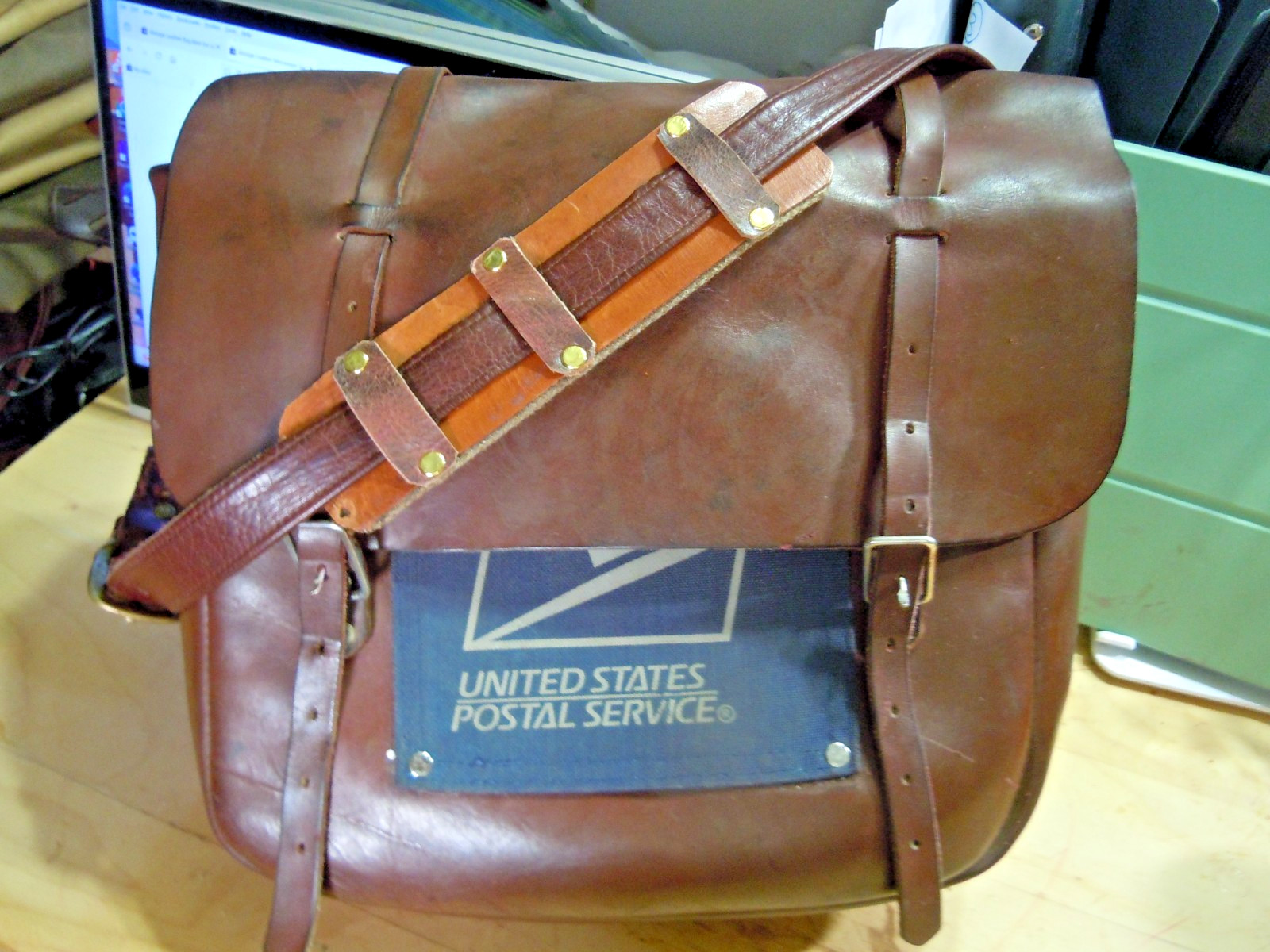 VTG Rare Original CIVIL WAR/ WWI US Calvary Mail Leather Messenger Bag # 14
