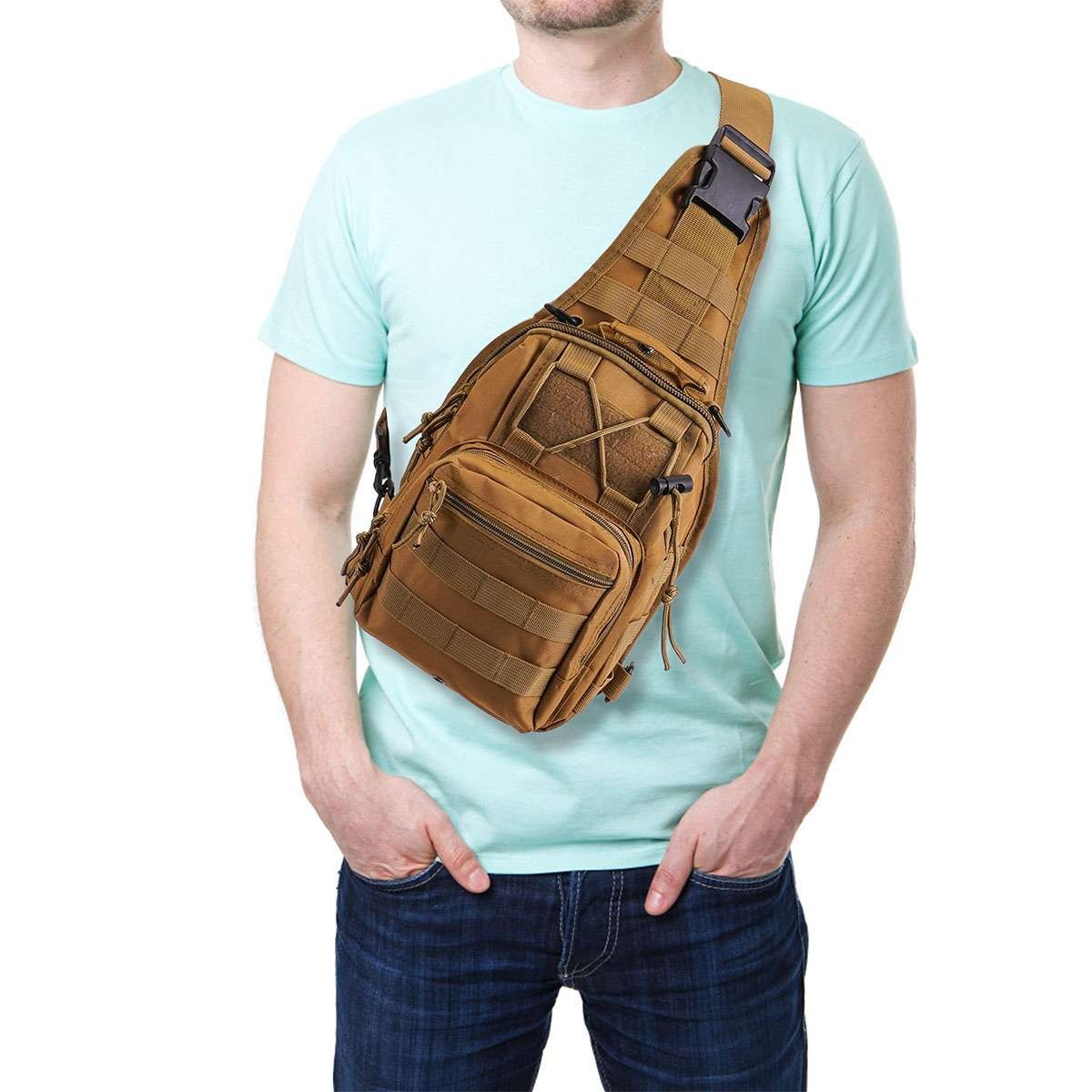 Mens Outdoor Shoulder Chest Bag Military Tactical Backpack Travel Camping Hiking