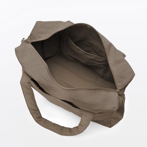 MUJI Recycled Nylon Foldable Boston Bag Travel Luggage Tote Beige from JP