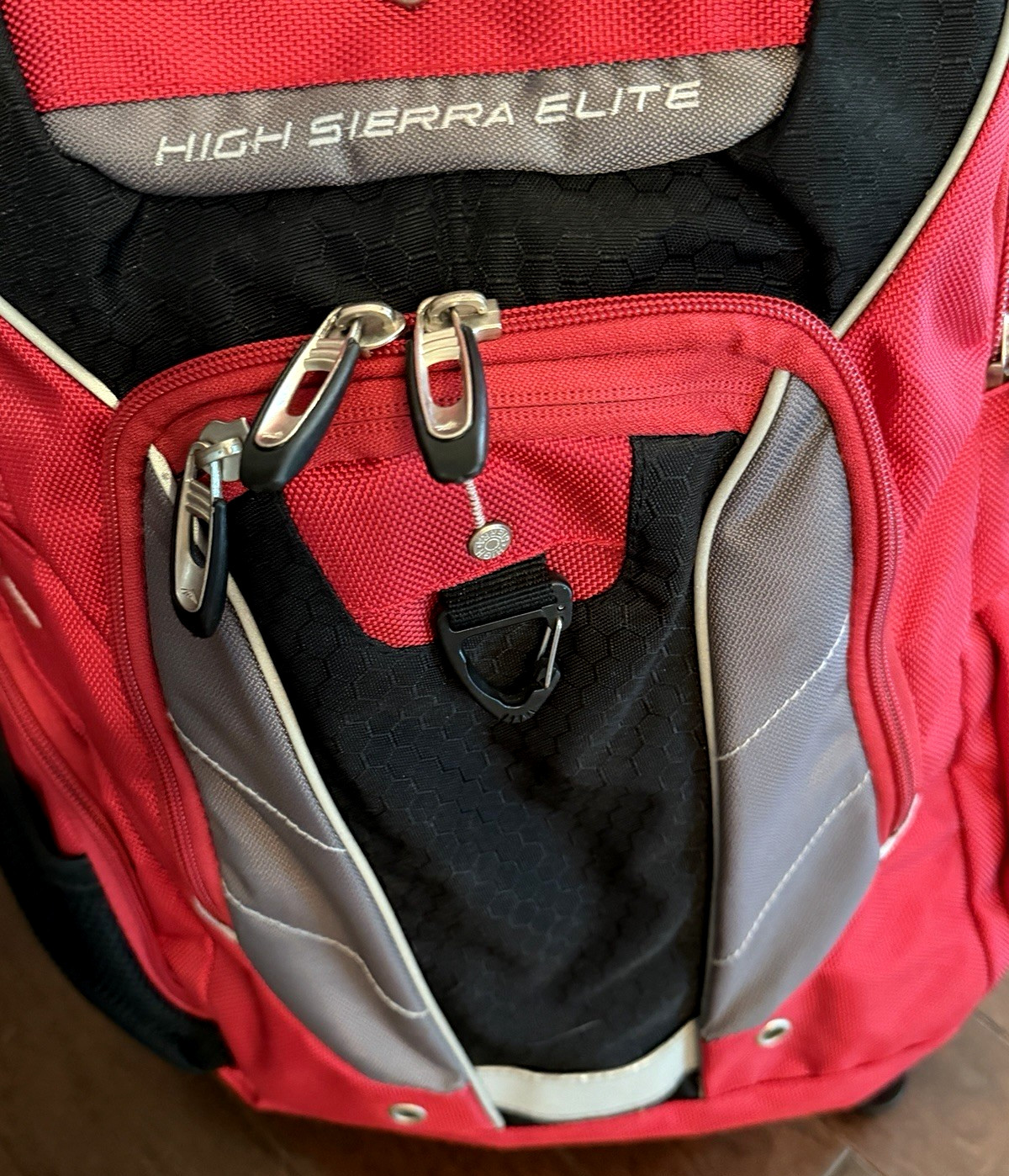 High Sierra Elite 17″ Laptop Backpack Business Travel Tech Bag Red/Gray Black