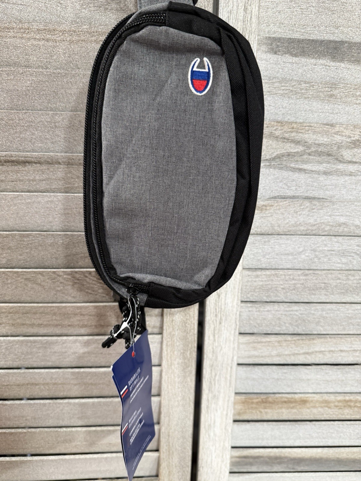 Champion Gray/Black Solid Small Crossbody Sling Bag, Zip Closure, Adjustable