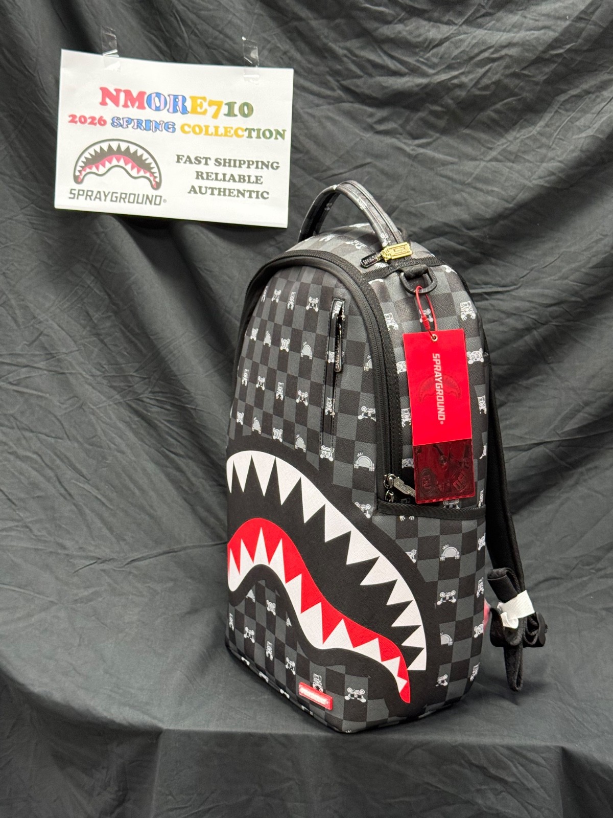 SPRAYGROUND Gray Peeking Character Check DLXSV Backpack