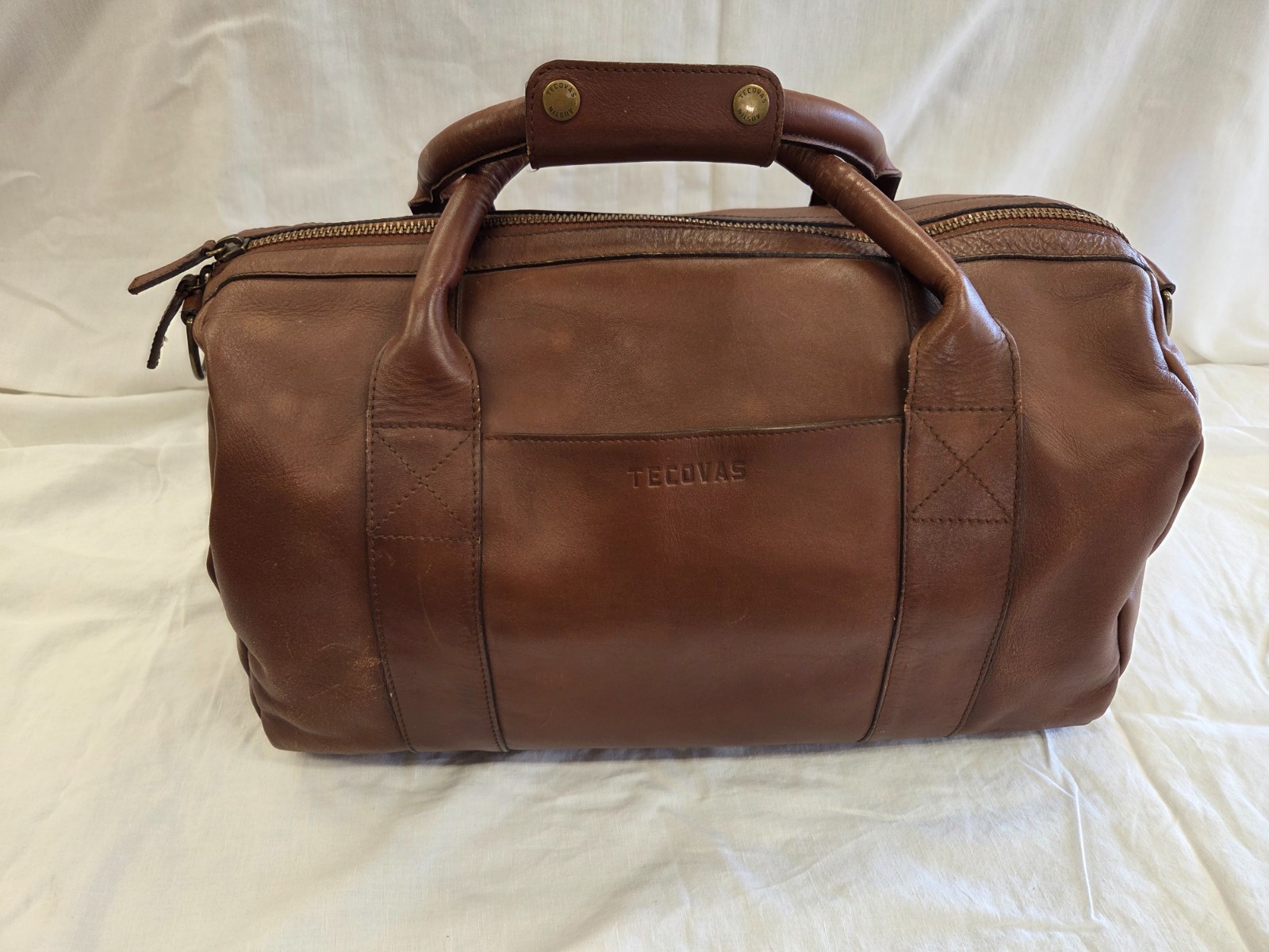 Tecovas Brown Medium Cognac Leather Duffle Bag Weekender Travel