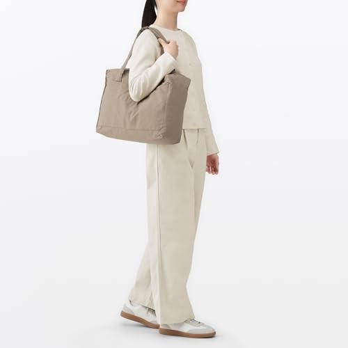 MUJI Recycled Nylon Foldable Boston Bag Travel Luggage Tote Beige from JP