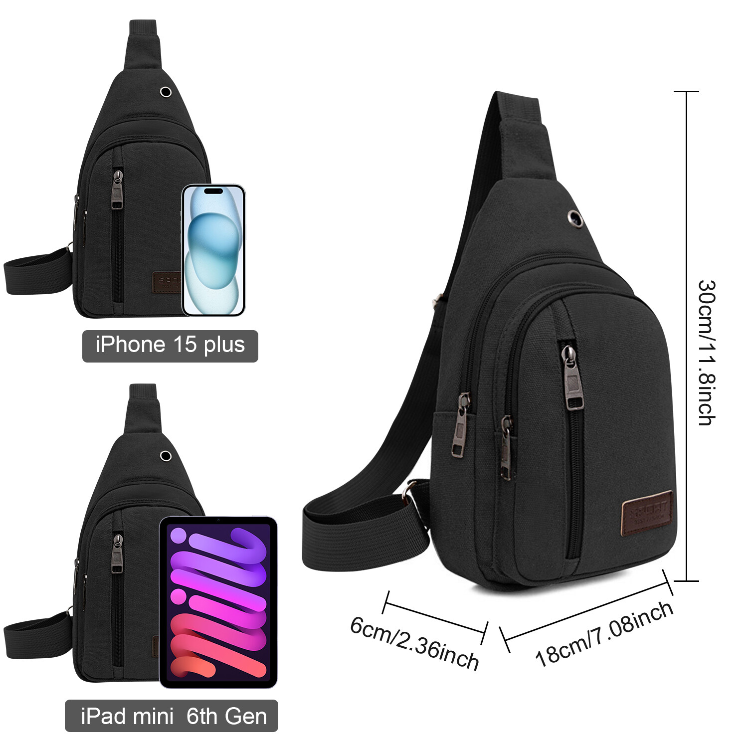Men’s Sling Backpack Anti-theft Shoulder Crossbody Chest Bag Fanny Pack USB Port