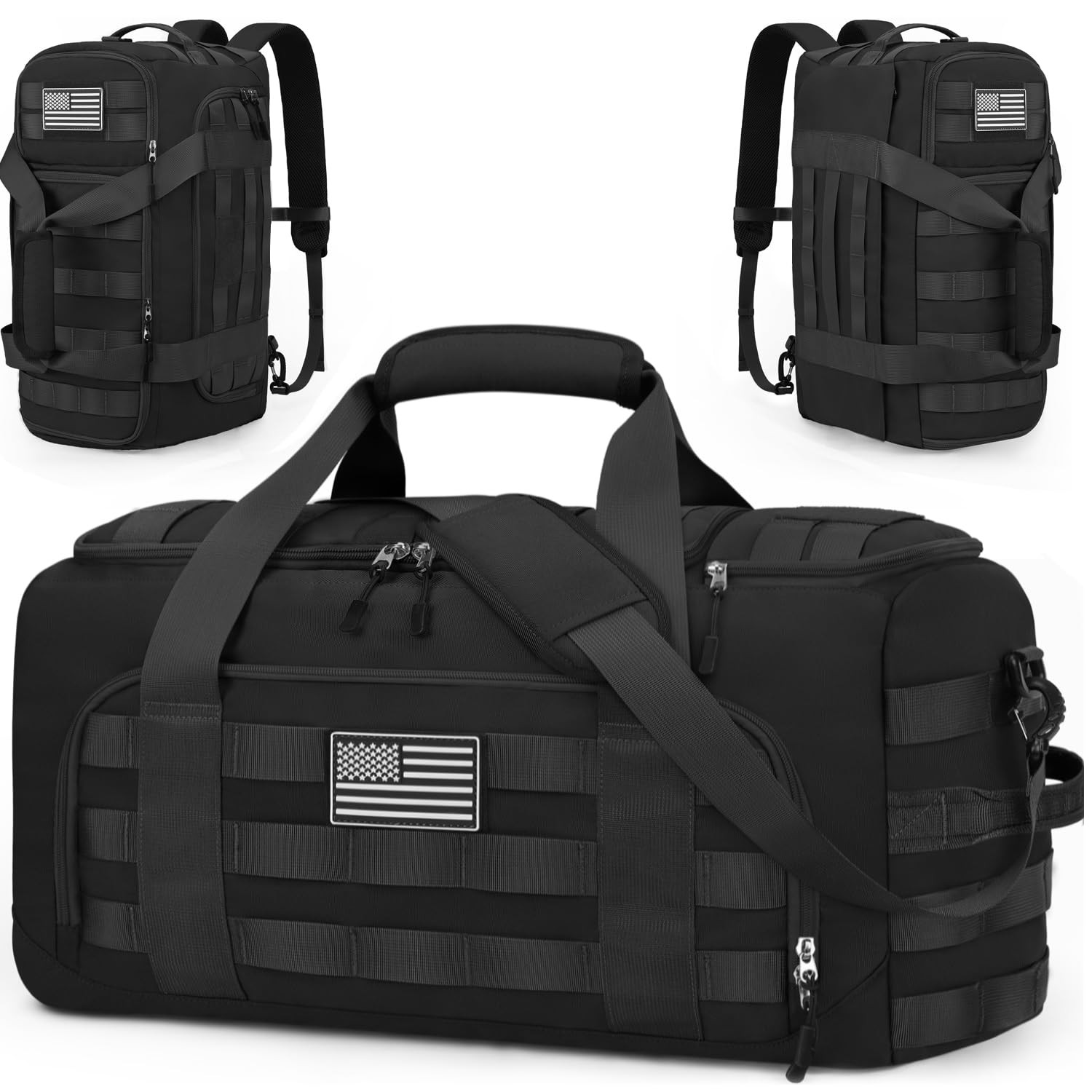 Tactical Gym Bag Men Travel Duffle Bag with Removable Dividers Organizers