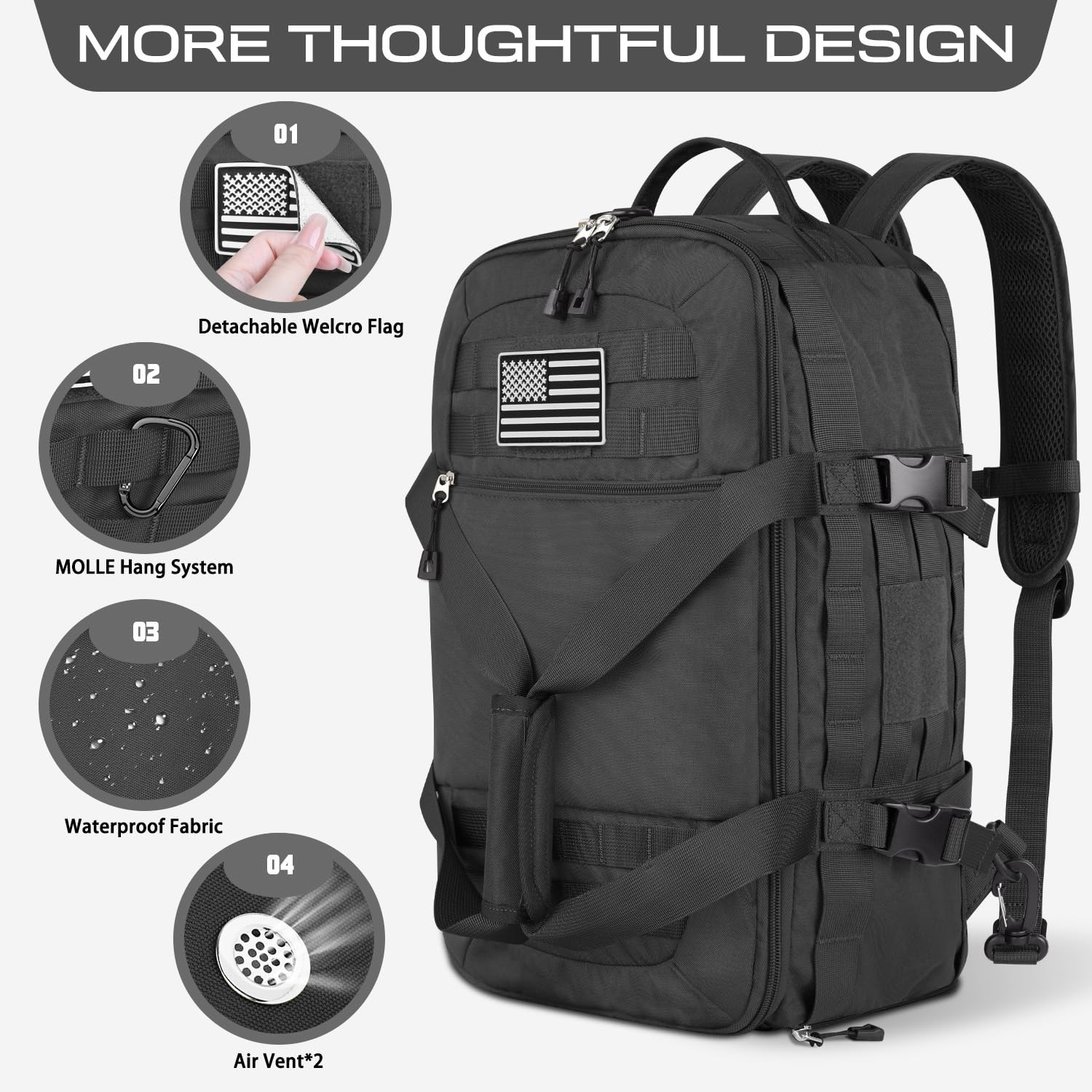 Gym Bag Tactical 3 in 1 with Shoe Compartment Wet Pocket Grey