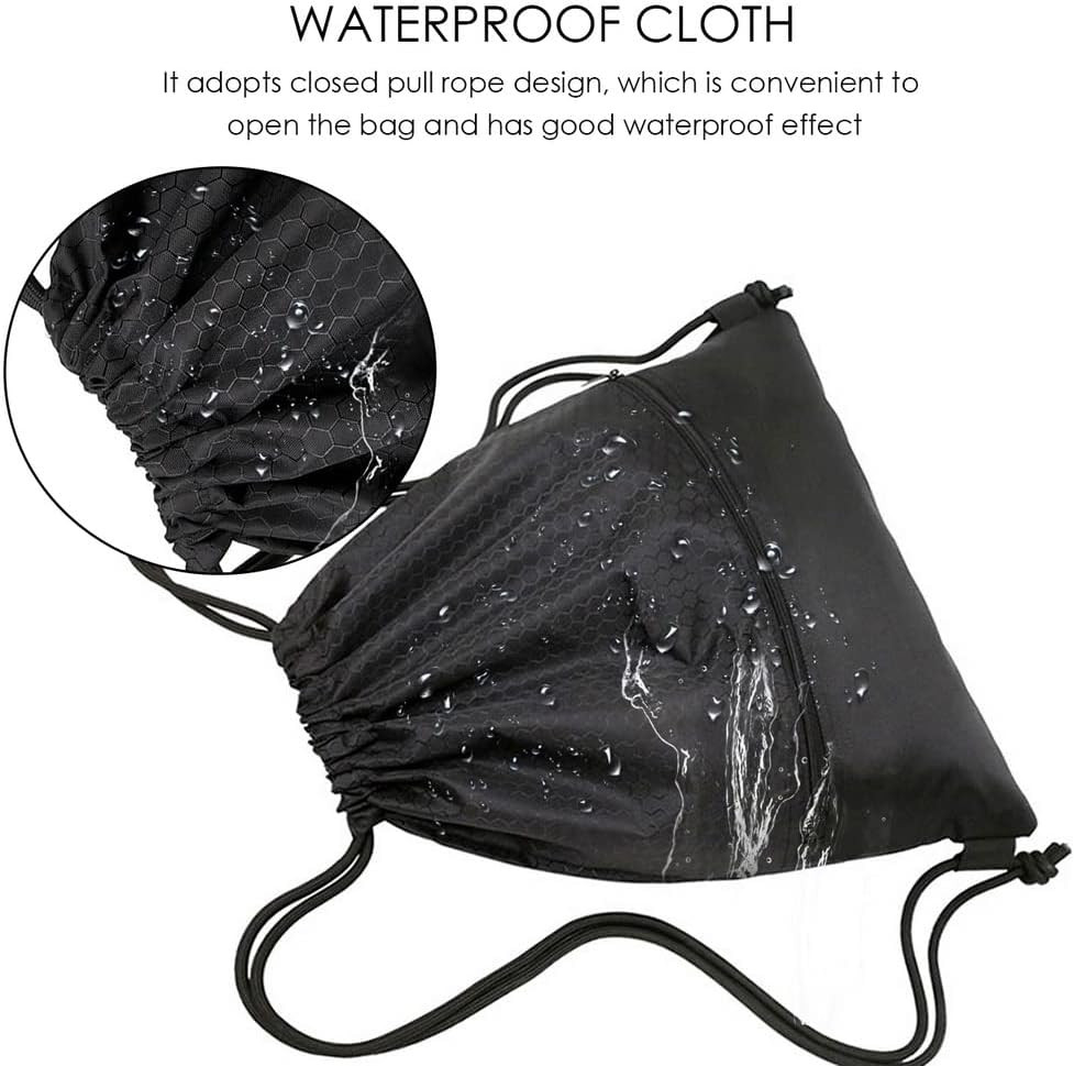 Drawstring Backpack Bag, Waterproof Draw String Back Sack with Zip Pocket,