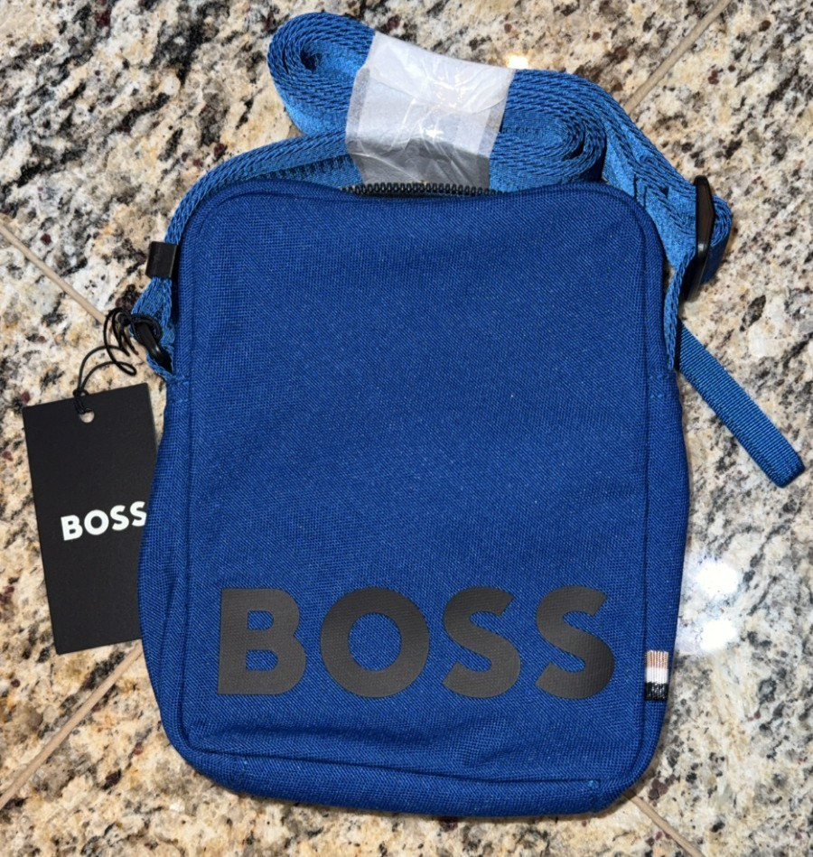 HUGO BOSS $128 Pixel_OU_S Zip Shoulder Crossbody Bag BLUE AUTHENTIC NEW 5043913