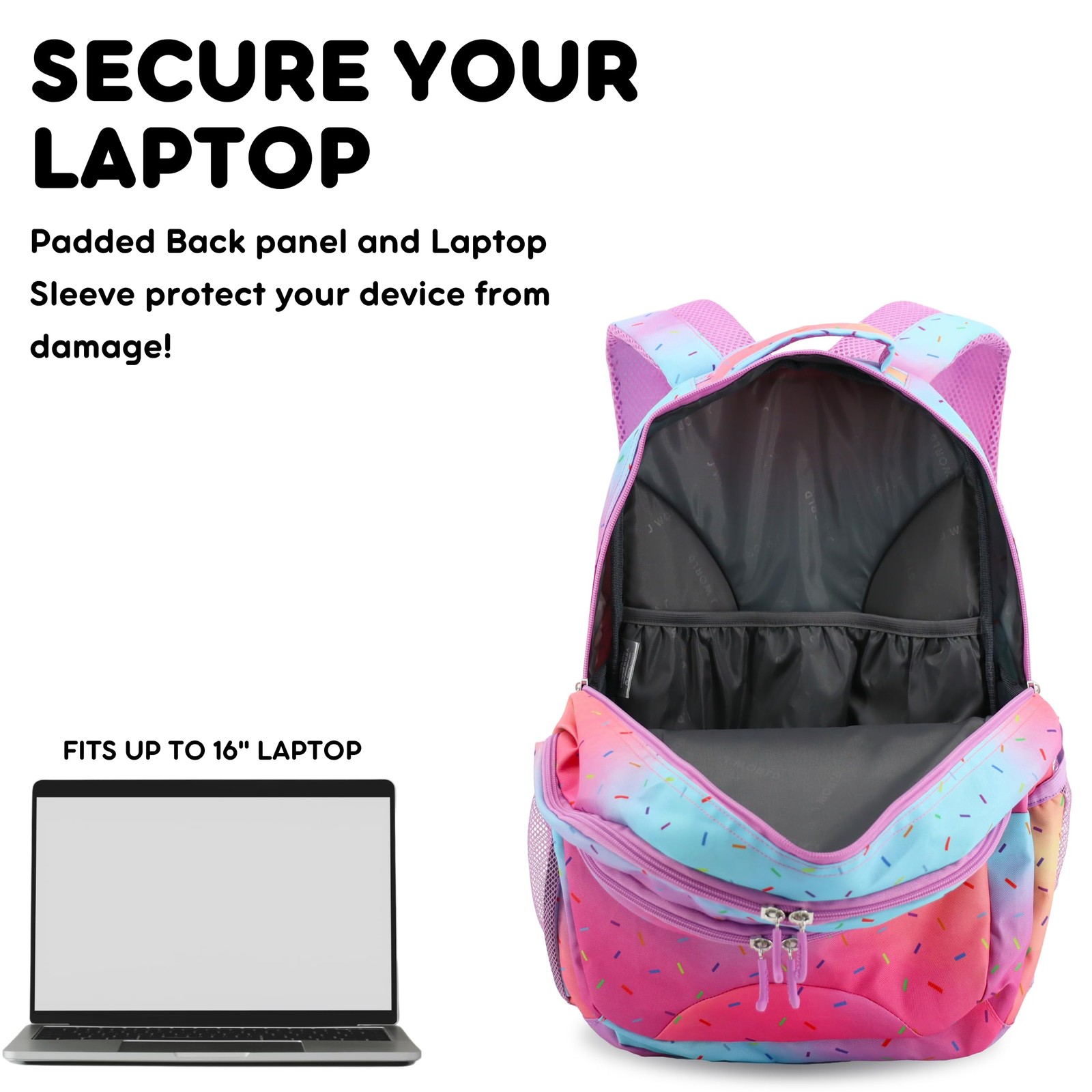 J World Cornelia Middle School Girls Backpack Women Laptop Bookbag Confetti