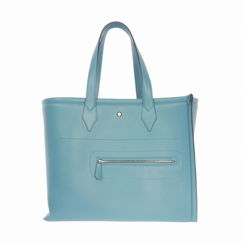 Mont Blanc Soft Medium Leather Tote Bag Smoky Blue AB