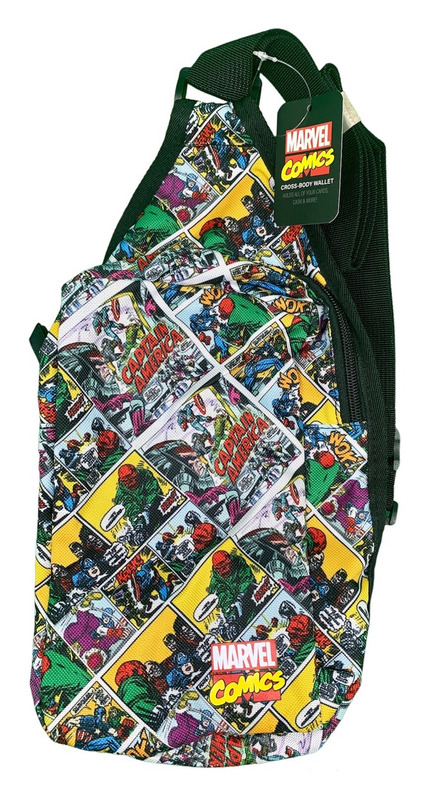 Marvel Captain America Comic Panel Cross Body Bag Pack Wallet~Card+Phone Pockets