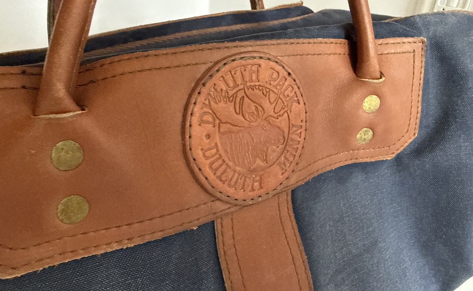 Duluth Pack Minn. Blue Canvas Leather Briefcase USA Travel Bag VTG Well Used