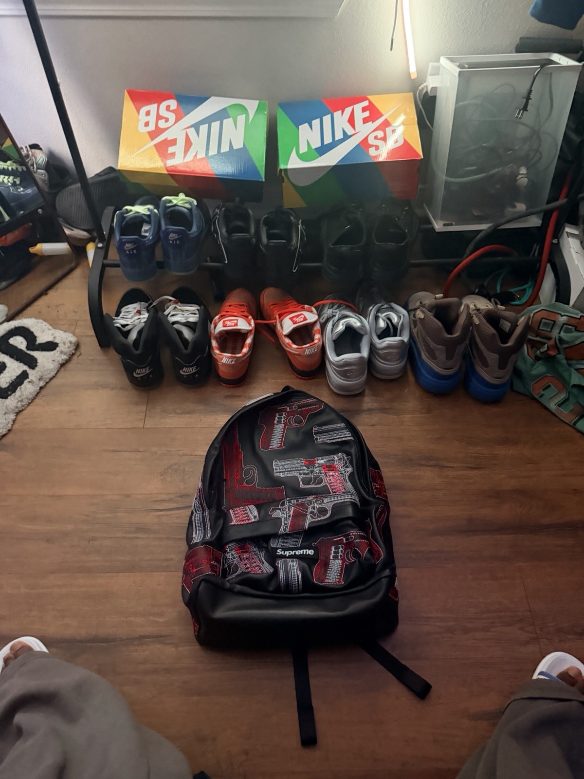 Supreme Guns Embroidered Leather Backpack – Black
