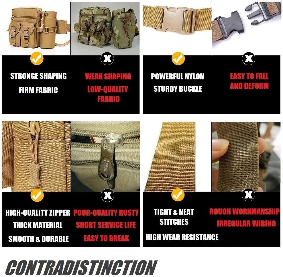 Tactical Hiking Waist Pack With Water Bottle Holder Running Waist Hip Belt Bag