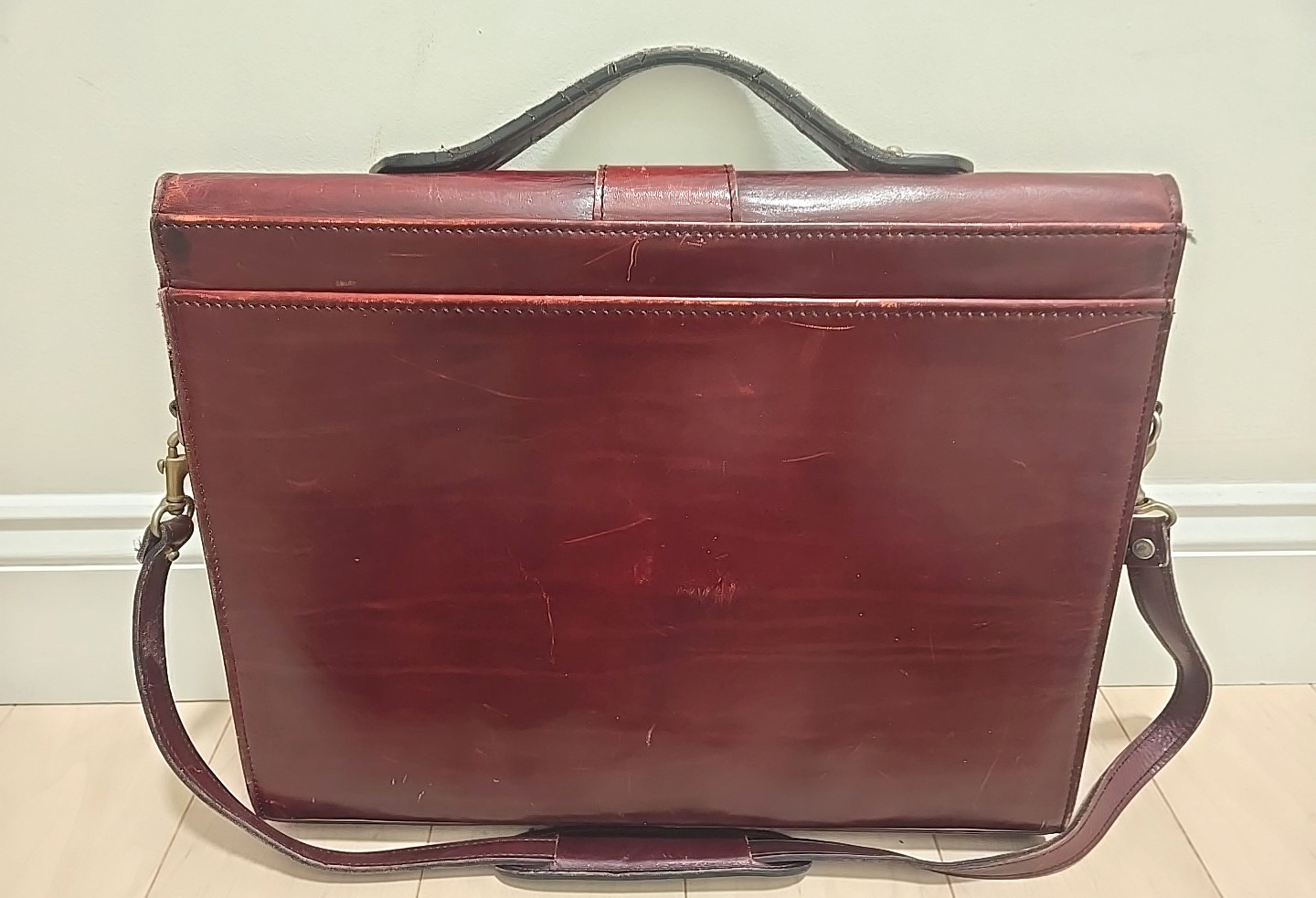 Vintage Schlesinger Full Grain Cowhide Leather Briefcase Made In USA