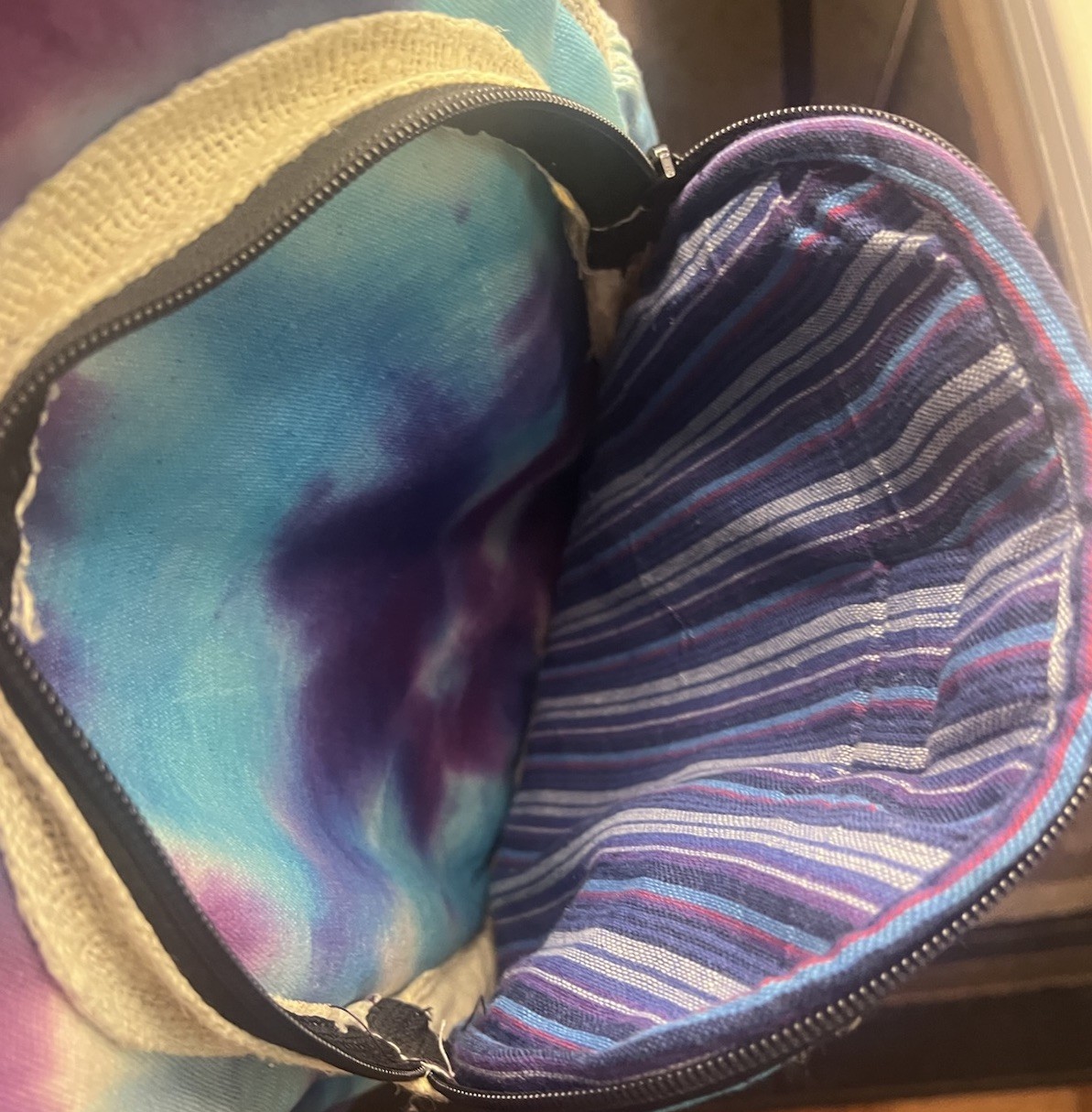 Lahhas Hemp Cotton Tie Dye Backpack Boho Festival Travel School Purple Blue Bag