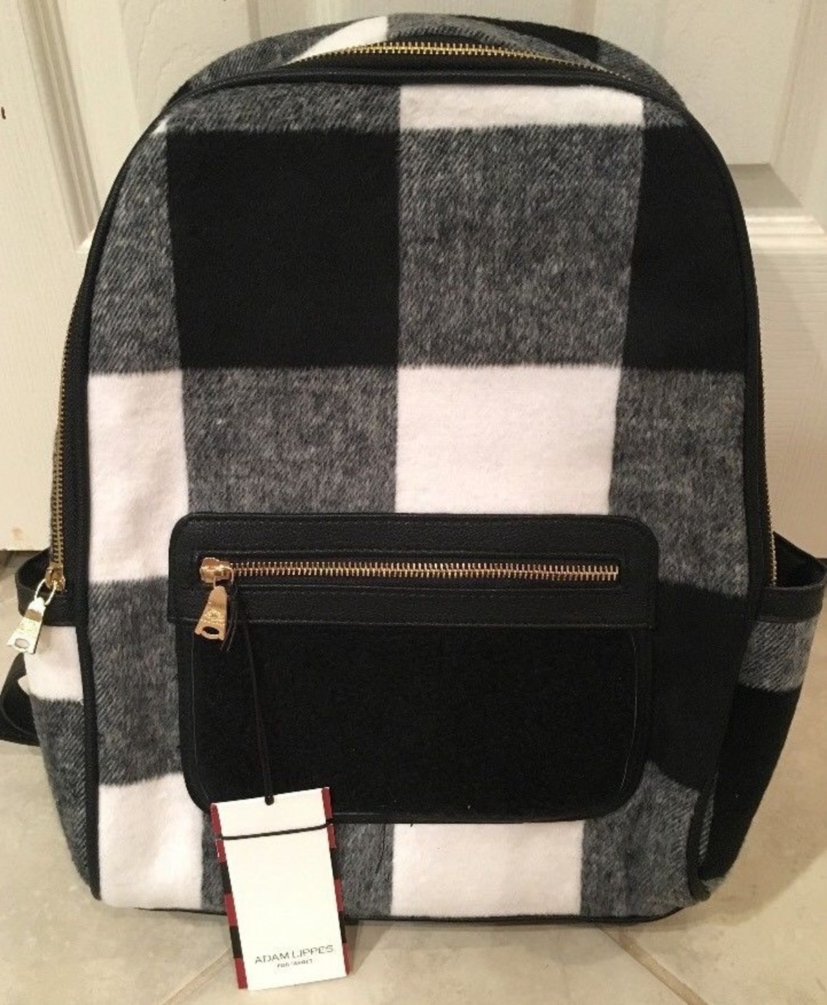 ADAM LIPPES x Target ‘Black & White Buffalo Plaid’ Shearling Backpack **NWT**