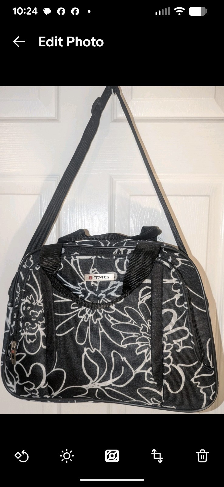 TAG Black Floral Carry On Travel Bag Weekender Tote Lightweight Soft