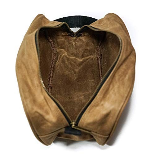 Readywares Waxed Canvas Toiletry Bag for Men, Tan, Dopp Kit Standard, Tan