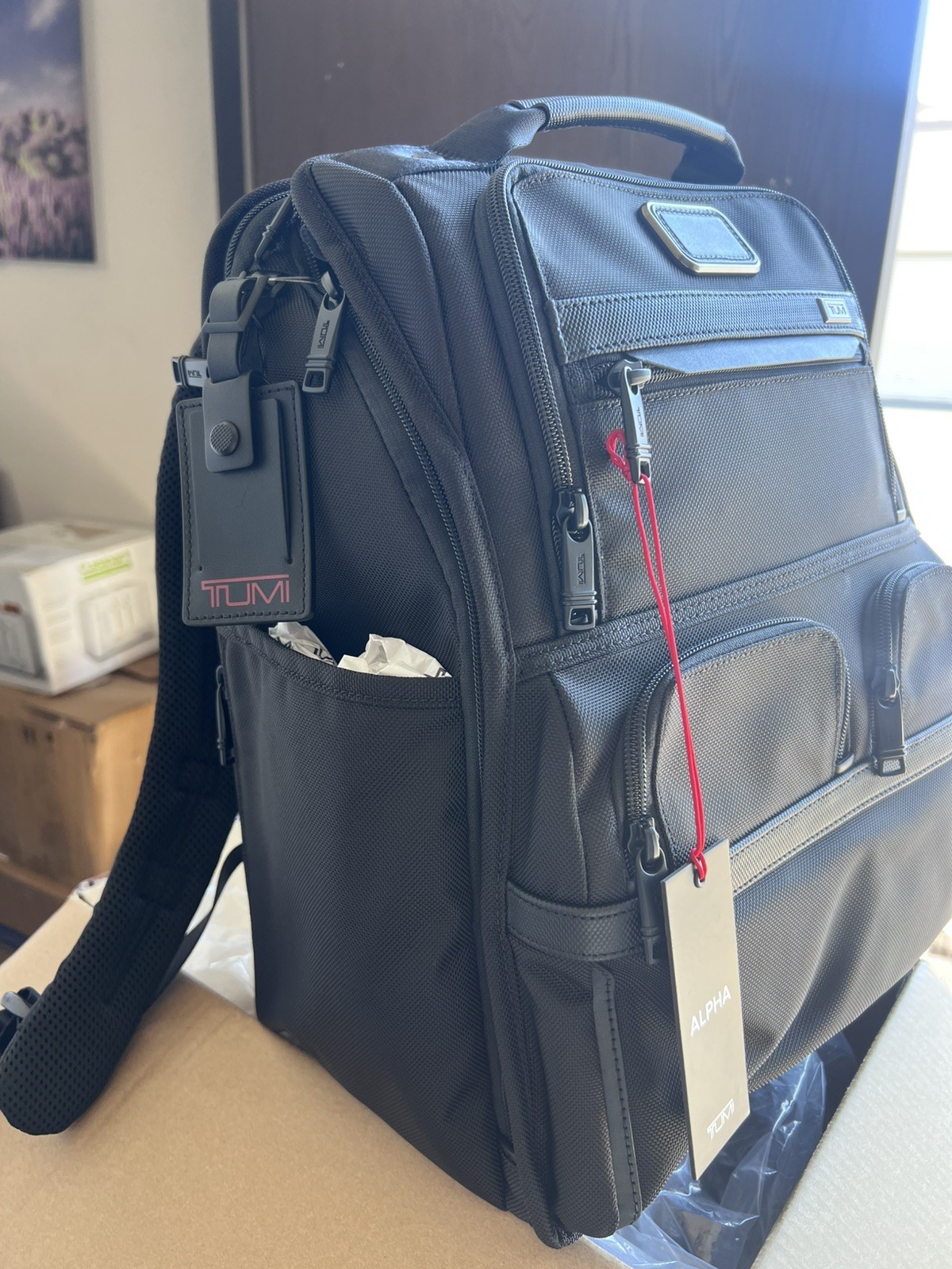 TUMI Laptop Backpack Black Business Travel Computer Bag Multiple Compartments Pr