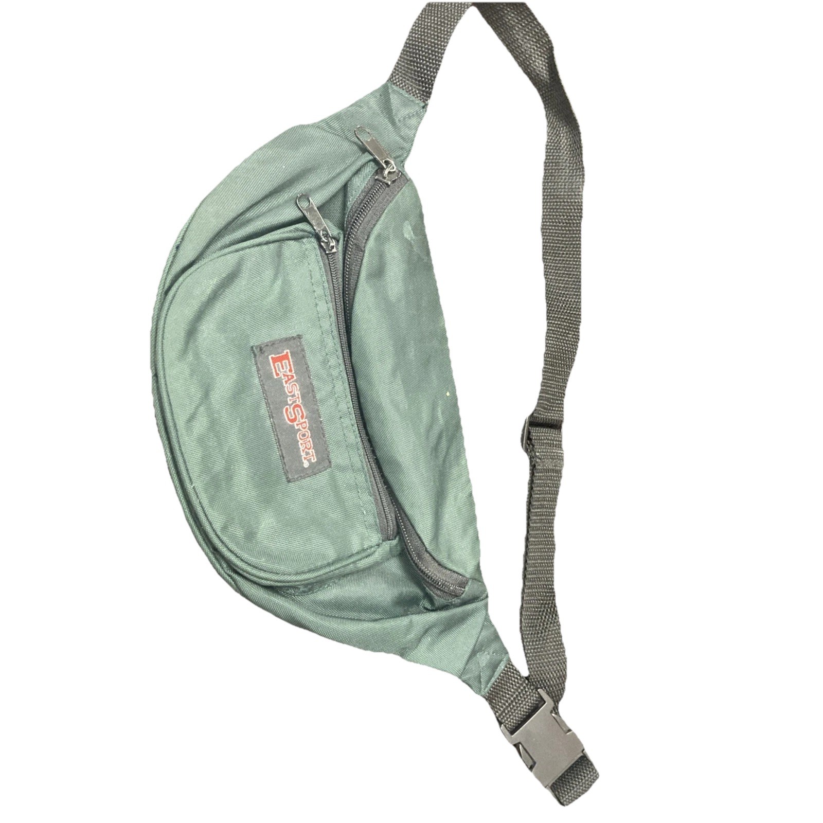 Vintage 90’s EASTSPORT Dark Green 3 Pocket Fanny Pack Hip Bag 1990s Retro