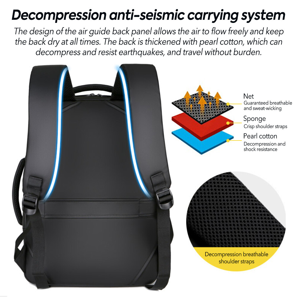 Men Backpack Anti-theft School Bookbag Travel 15.6″ Laptop Bag Rucksack USB Port