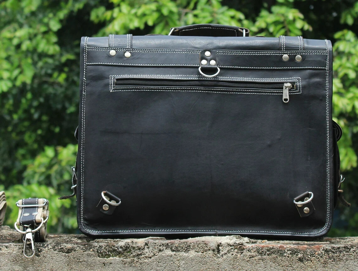 Leather Messenger Backpack Office Crossbody Laptop Casual Briefcase Satchel Bag