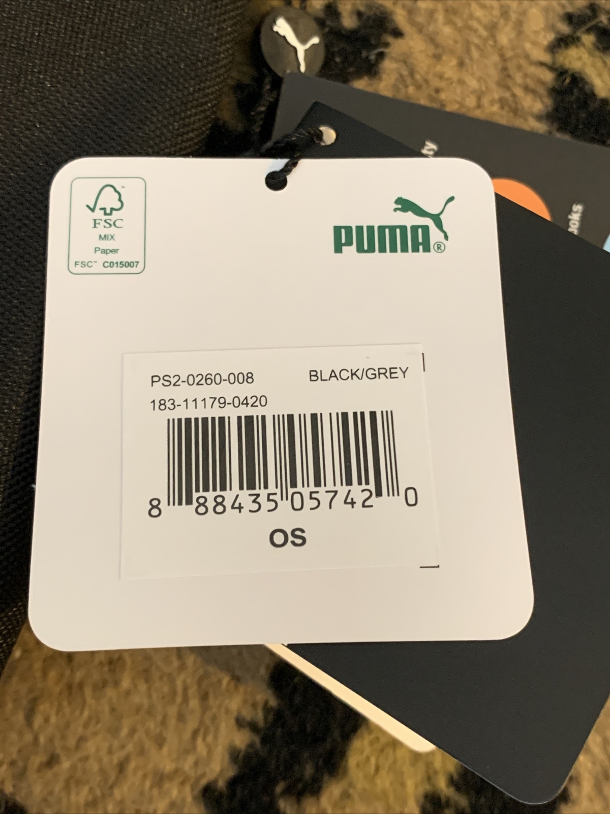 Puma 18.5″ Mixed-Tape Backpack – Black/Gray – NEW with TAGS!