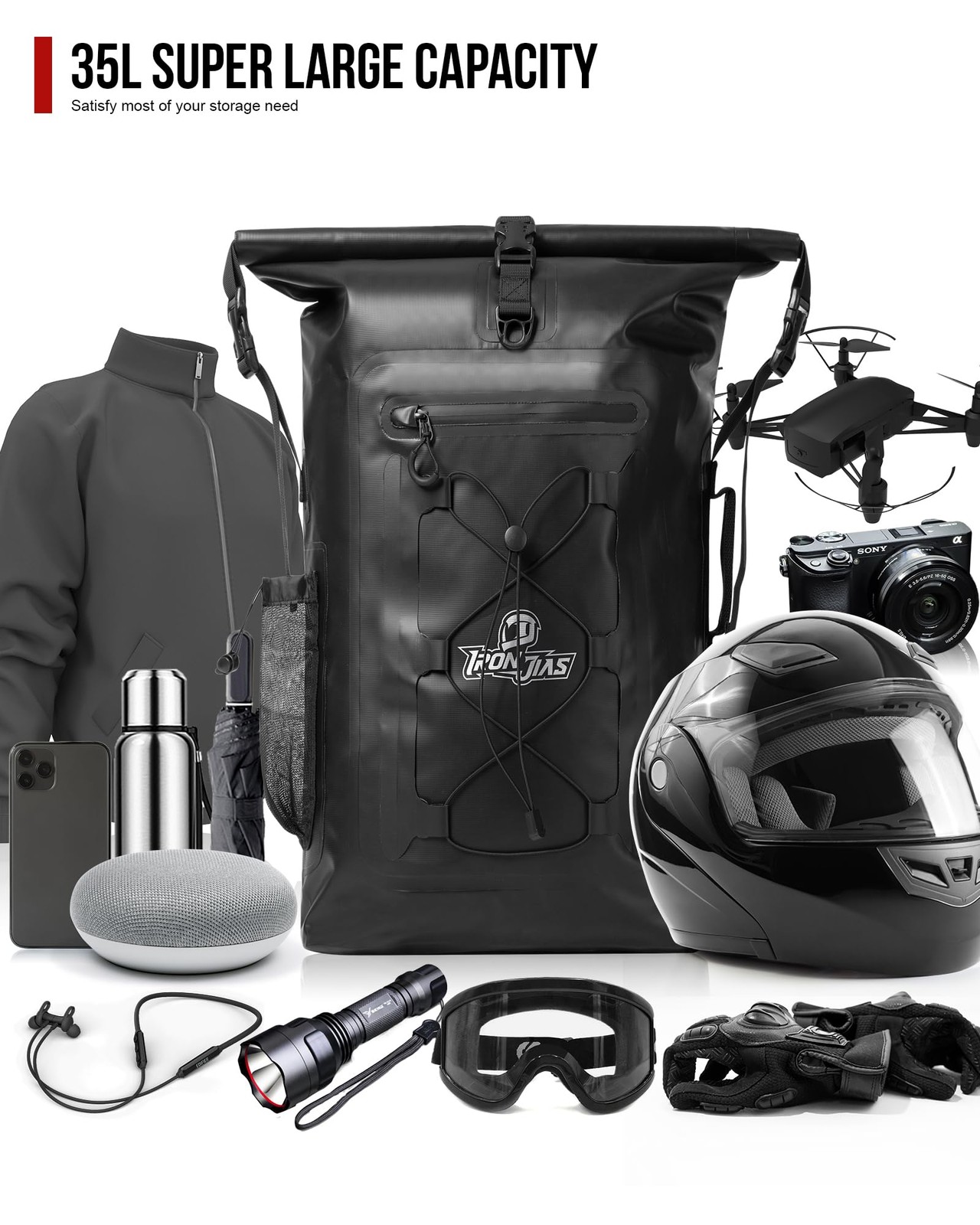 Motorcycle Sissy Bar Bag Waterproof Motorcycle Backpack Tail Bag Travel Saddl…