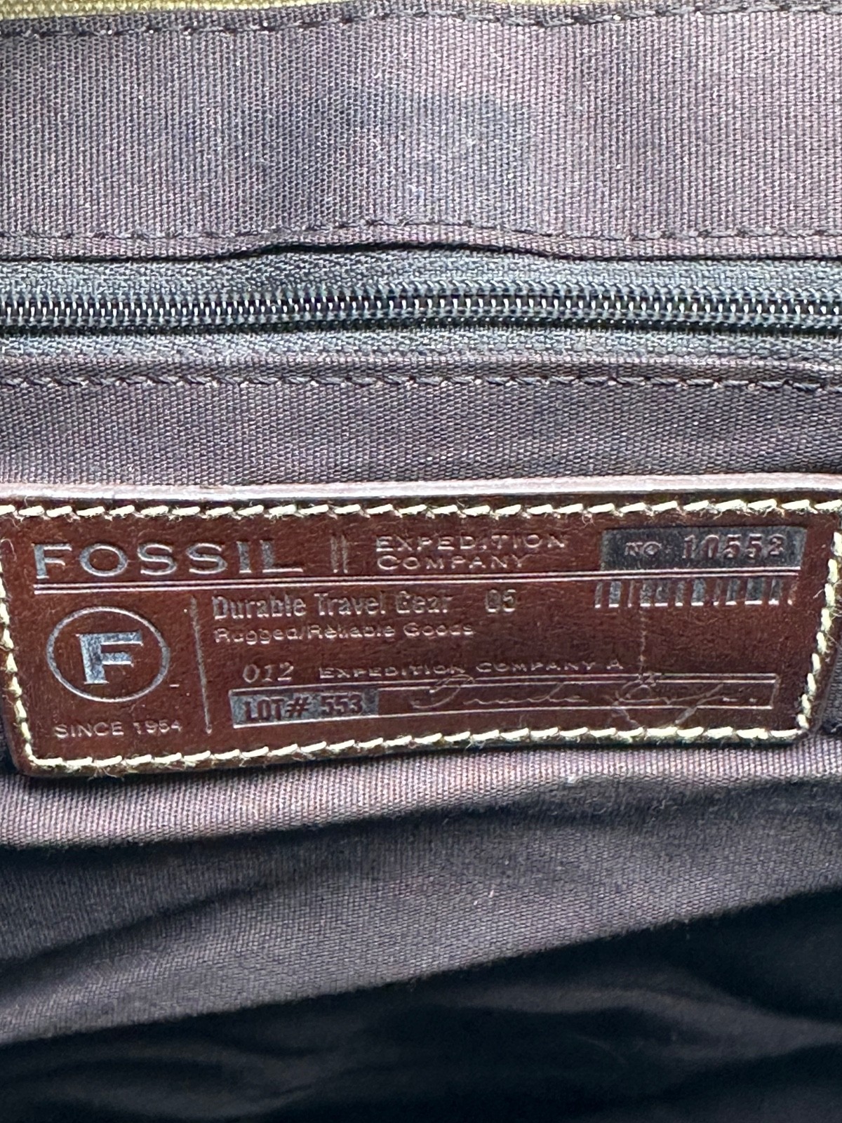 Fossil Expedition No 11552 Brown Canvas Backpack Leather Trim Rugged Goods