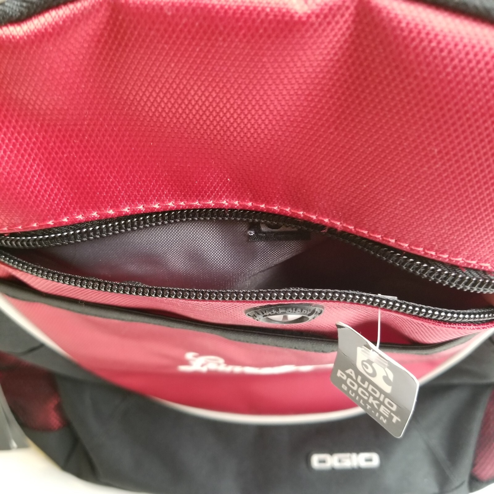 OGIO Backpack Leinenkugels Red Black Audio Pocket Tech Travel College School NEW