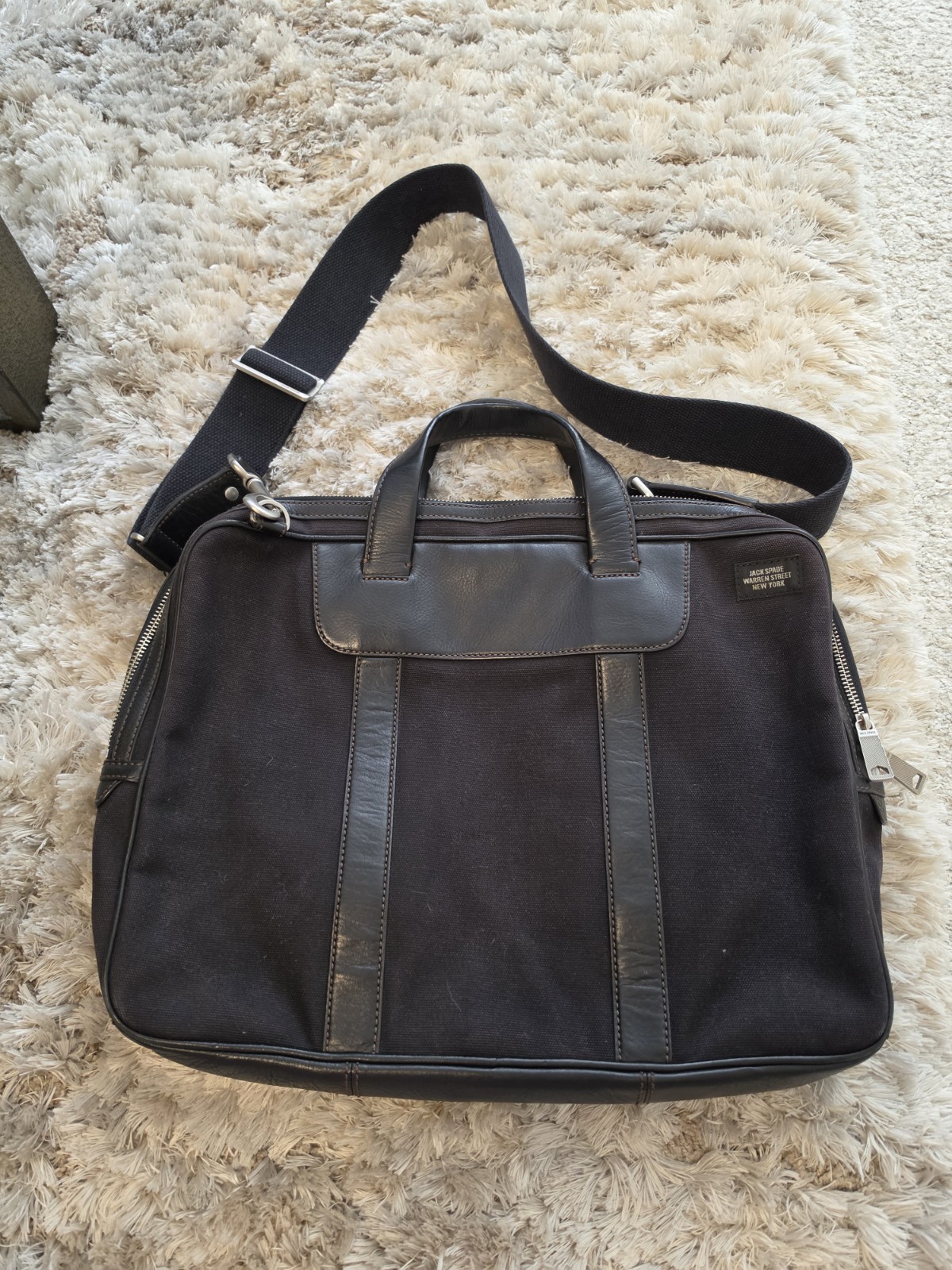Authentic Jack Spade Canvas & Leather Briefcase Laptop Black Bag