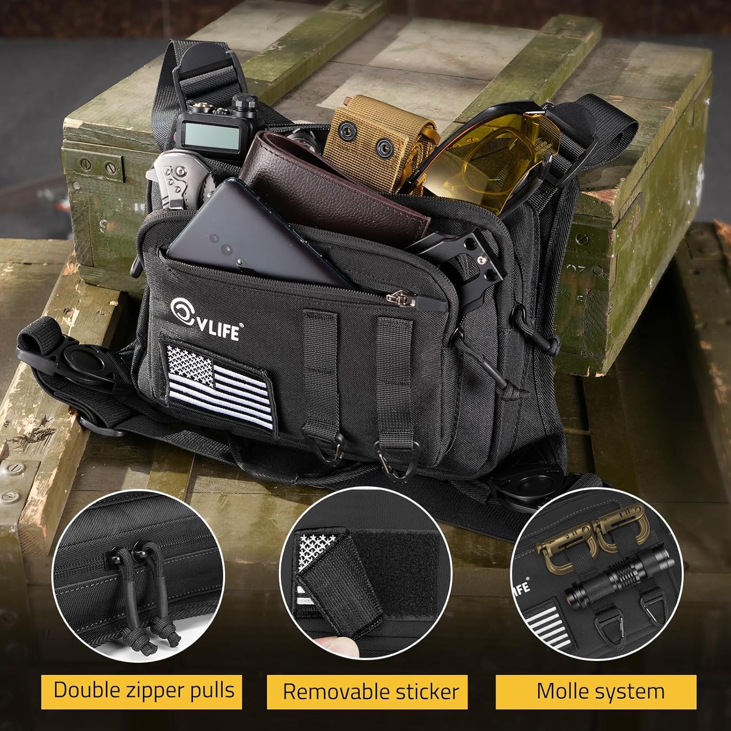 Hunting Combat Chest Rig Bag Front Pouch Recon Kit Tactical Molle Vest Pack Bag
