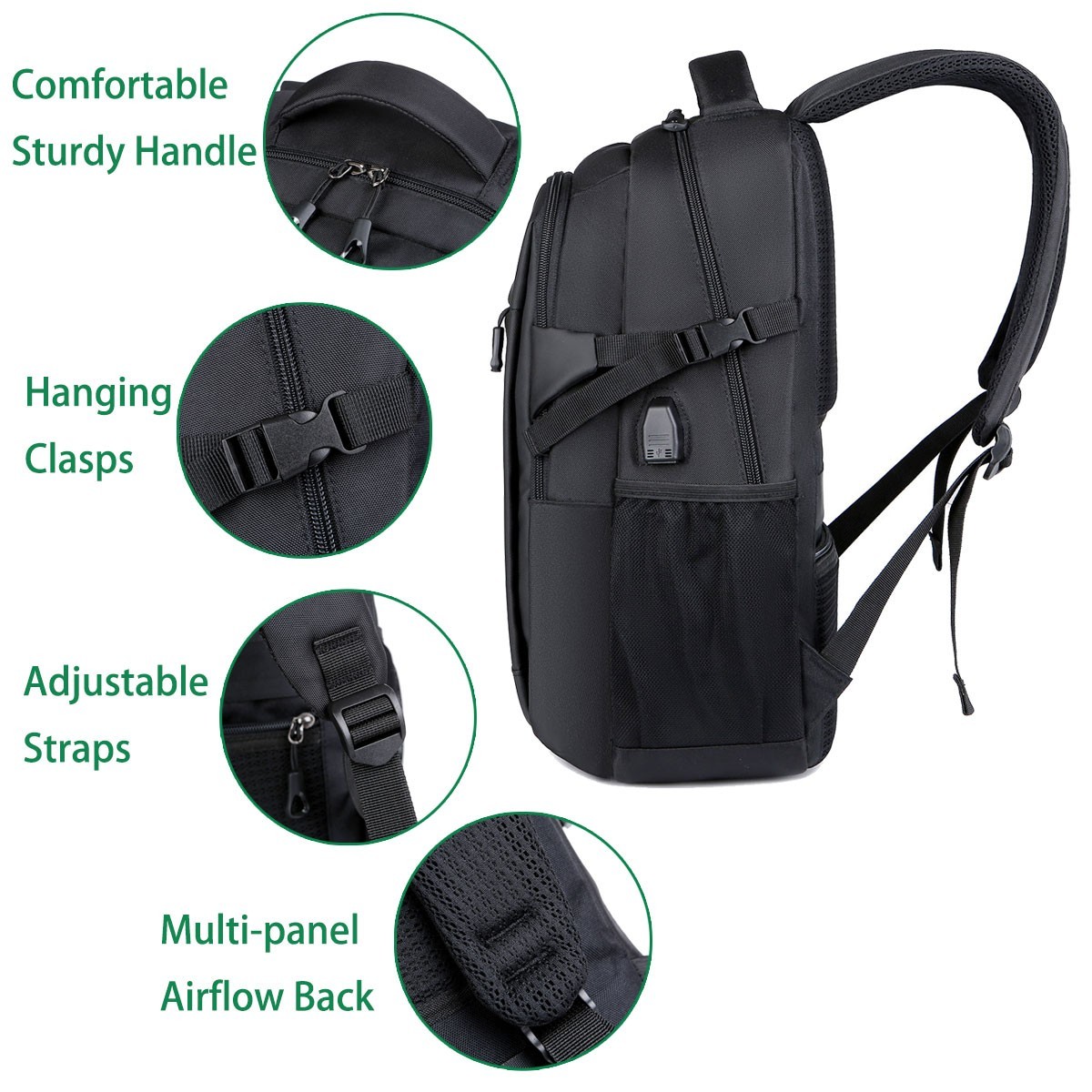Men Women Black Laptop Backpack School College Travel Business Bag Rucksack New