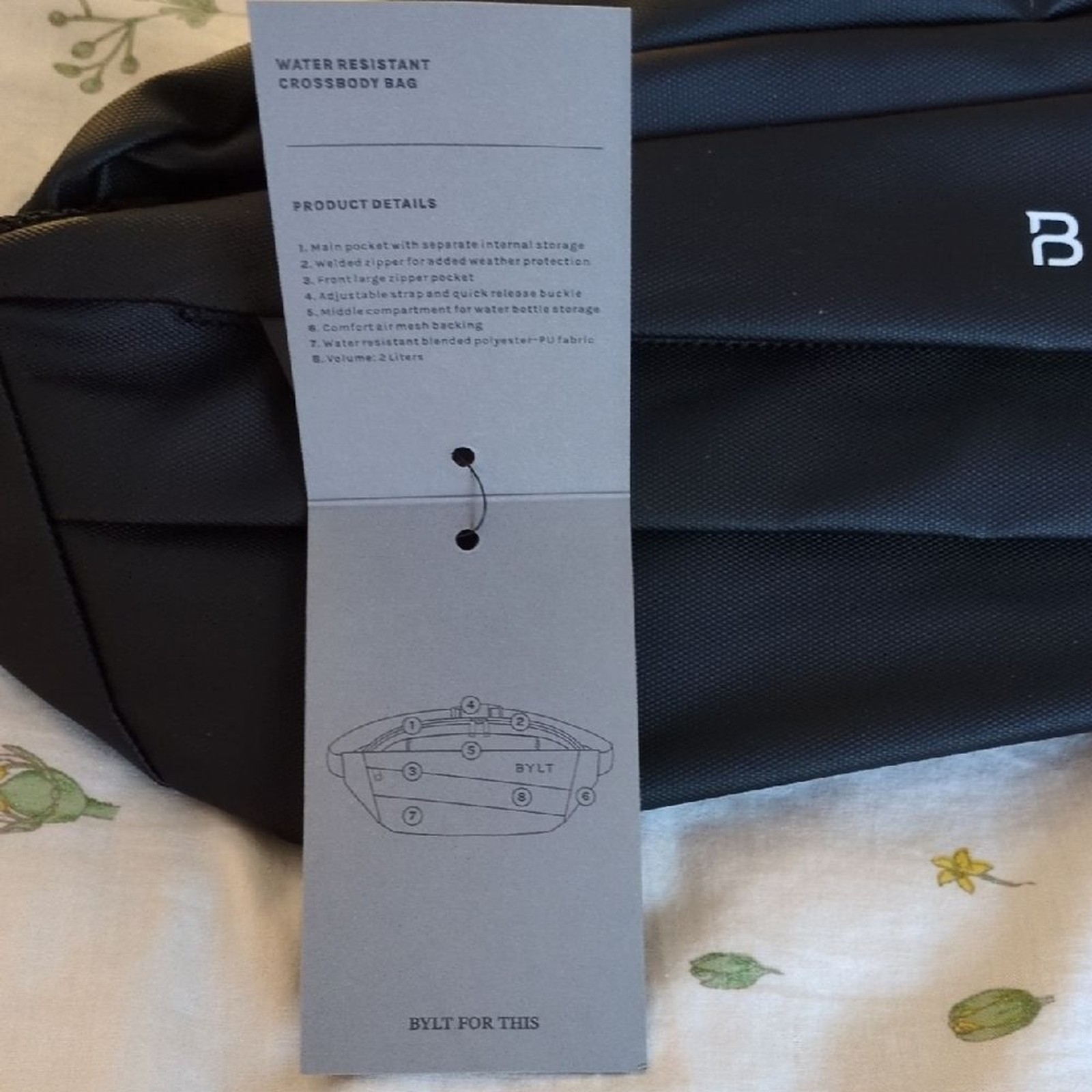 BYLT Black Water-Resistant Crossbody Bag NWT Travel Commuter EDC