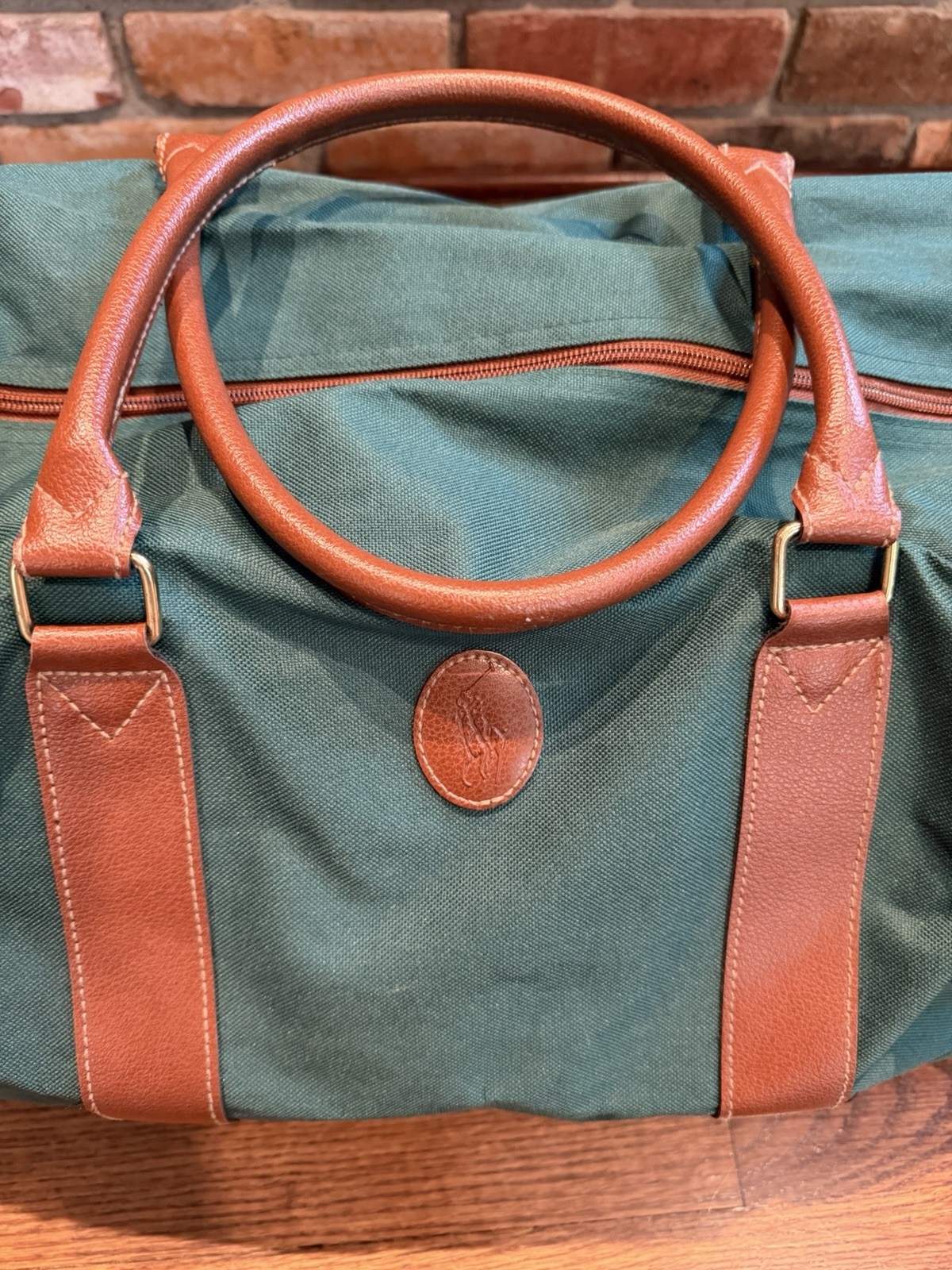 Vintage Ralph Lauren Weekender Duffle Bag 80’s-90’s Green Canvas Travel Tote