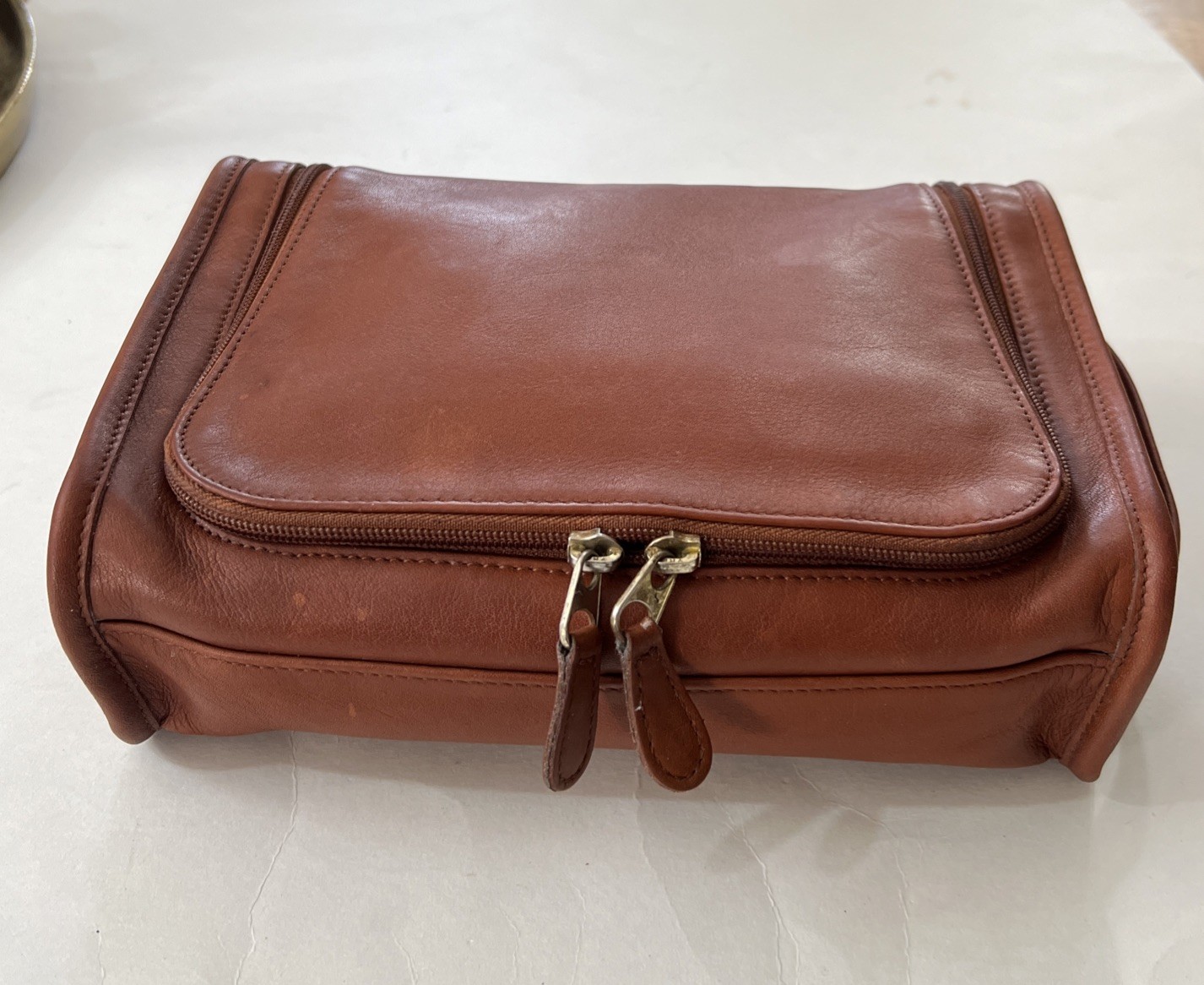Vintage Coach Dopp Kit Men’s Brown Leather Toiletry Bag Travel Zip Around